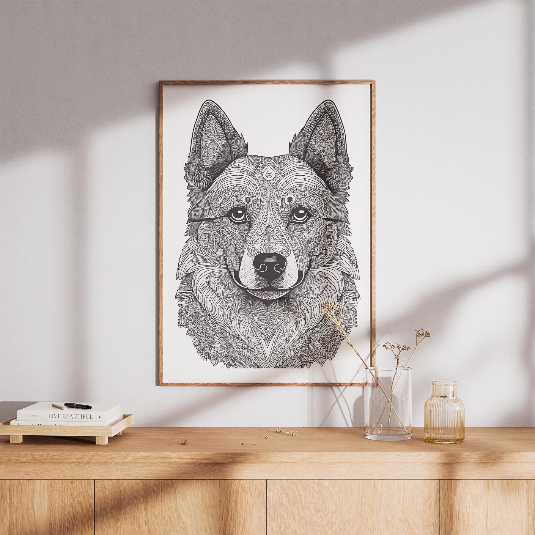 German Spitz Mandala Black and White Dog Series image 8