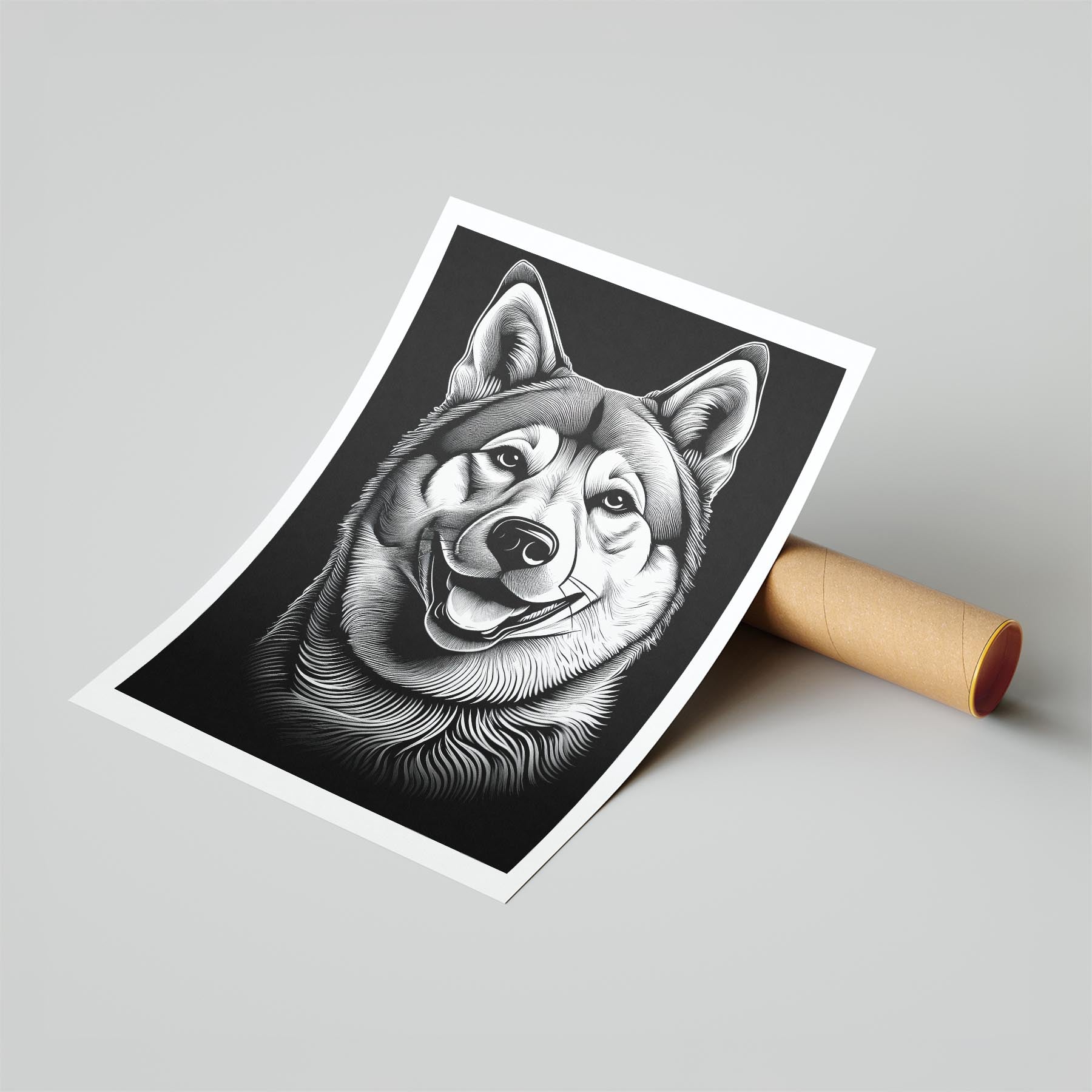Akita Inu Line Dog Series in Black and White image 6