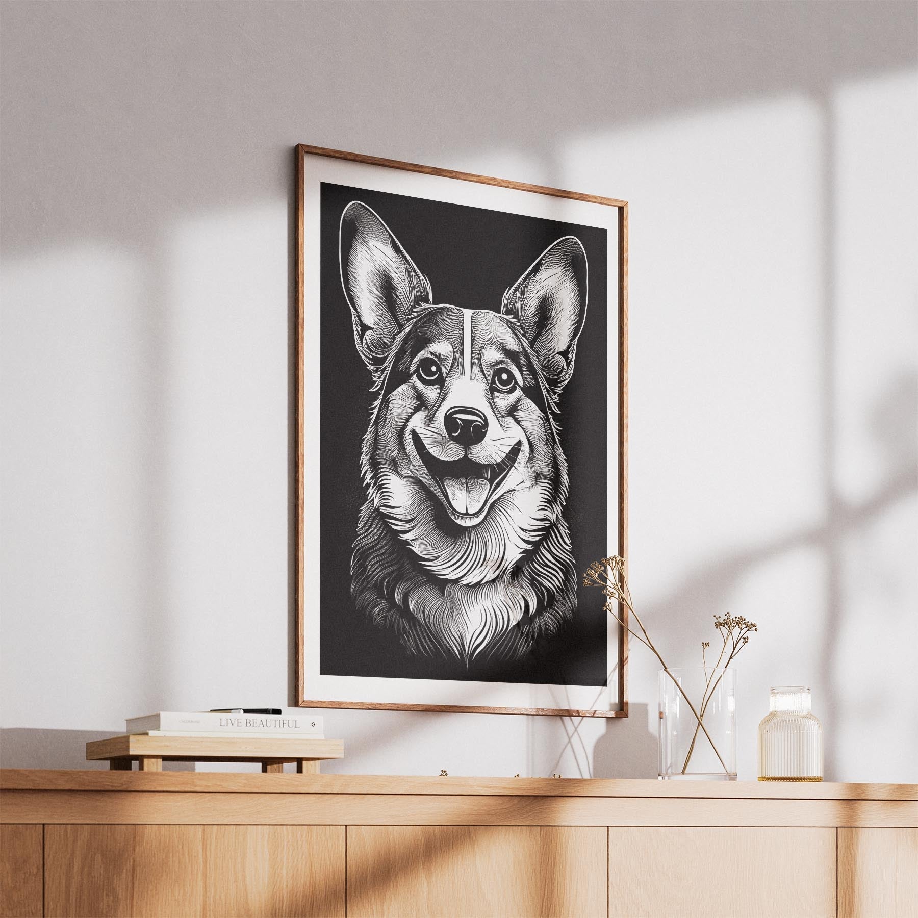 Corgi Line Dog Series in Black and White image 5