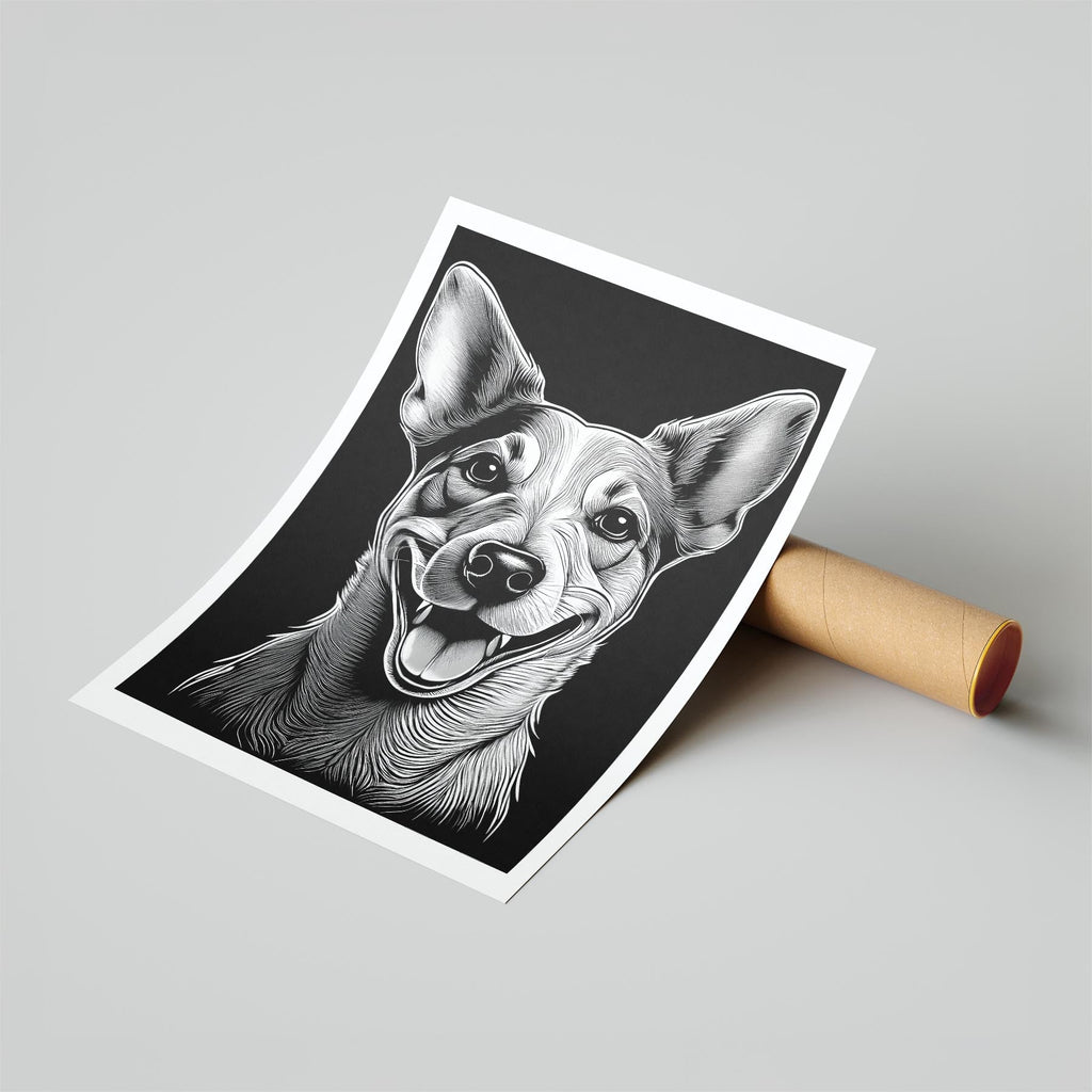 Jack Russell Line Dog Series in Black and White image 6