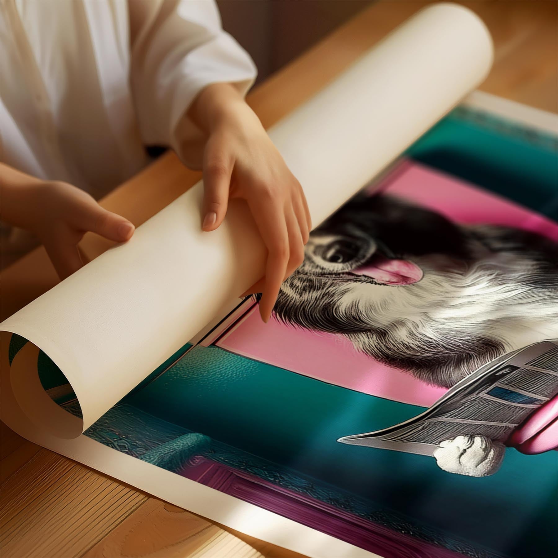 Shetland Sheepdog Toilet Dogs PInk and Turquise image 1