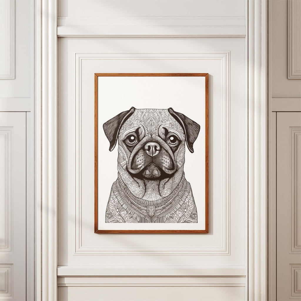 Pug Mandala Black and White Dog Series image 3