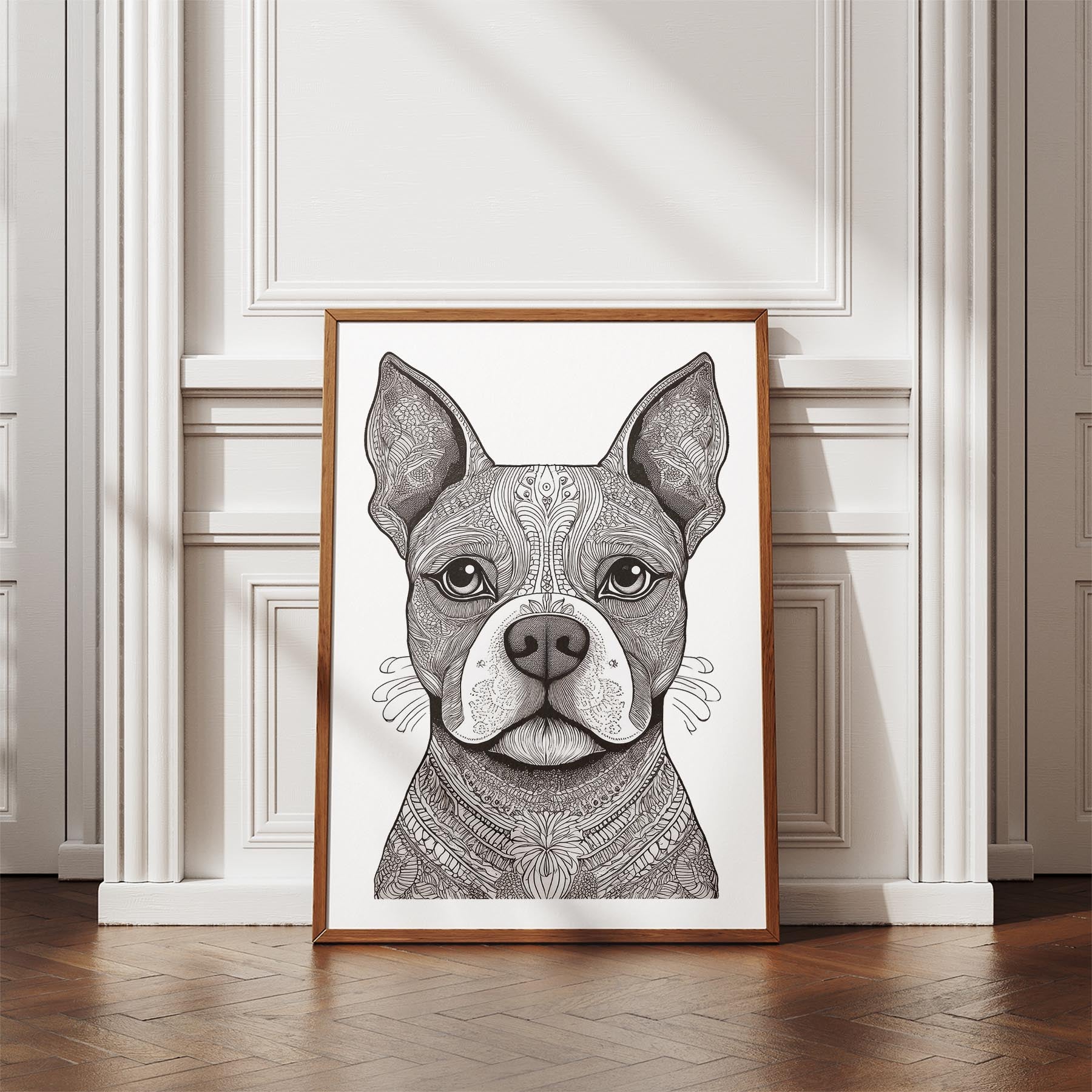 Boston Terrier Mandala Black and White Dog Series image 4