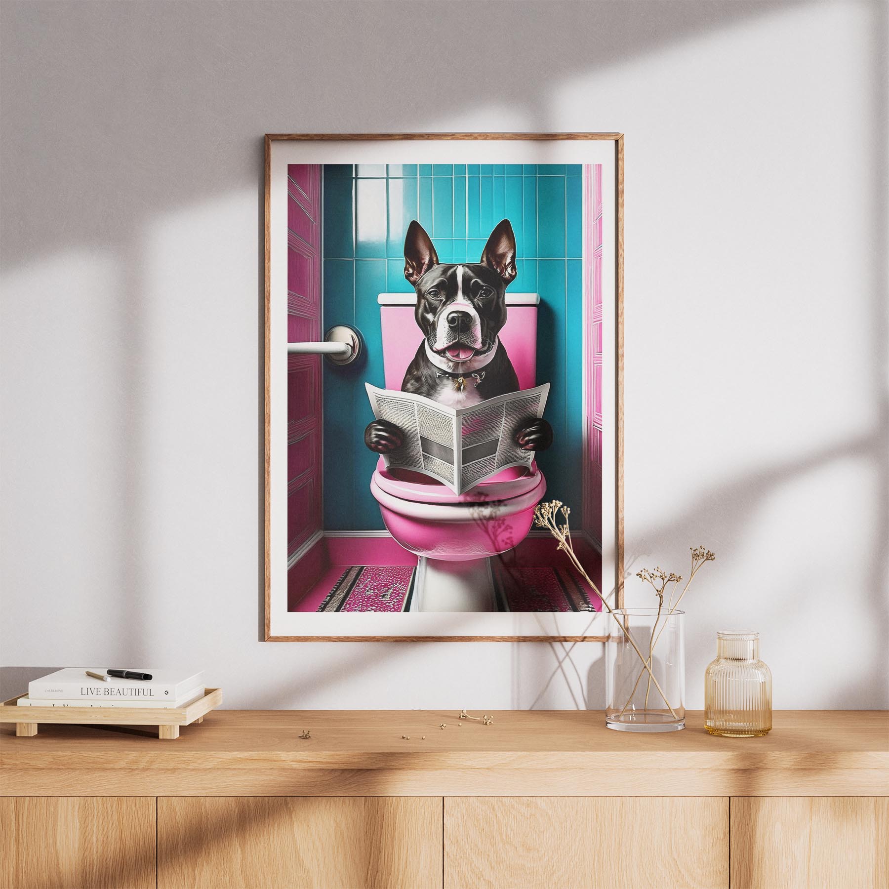 American Staffordshire Terrier Toilet Dogs PInk and Turquise image 8