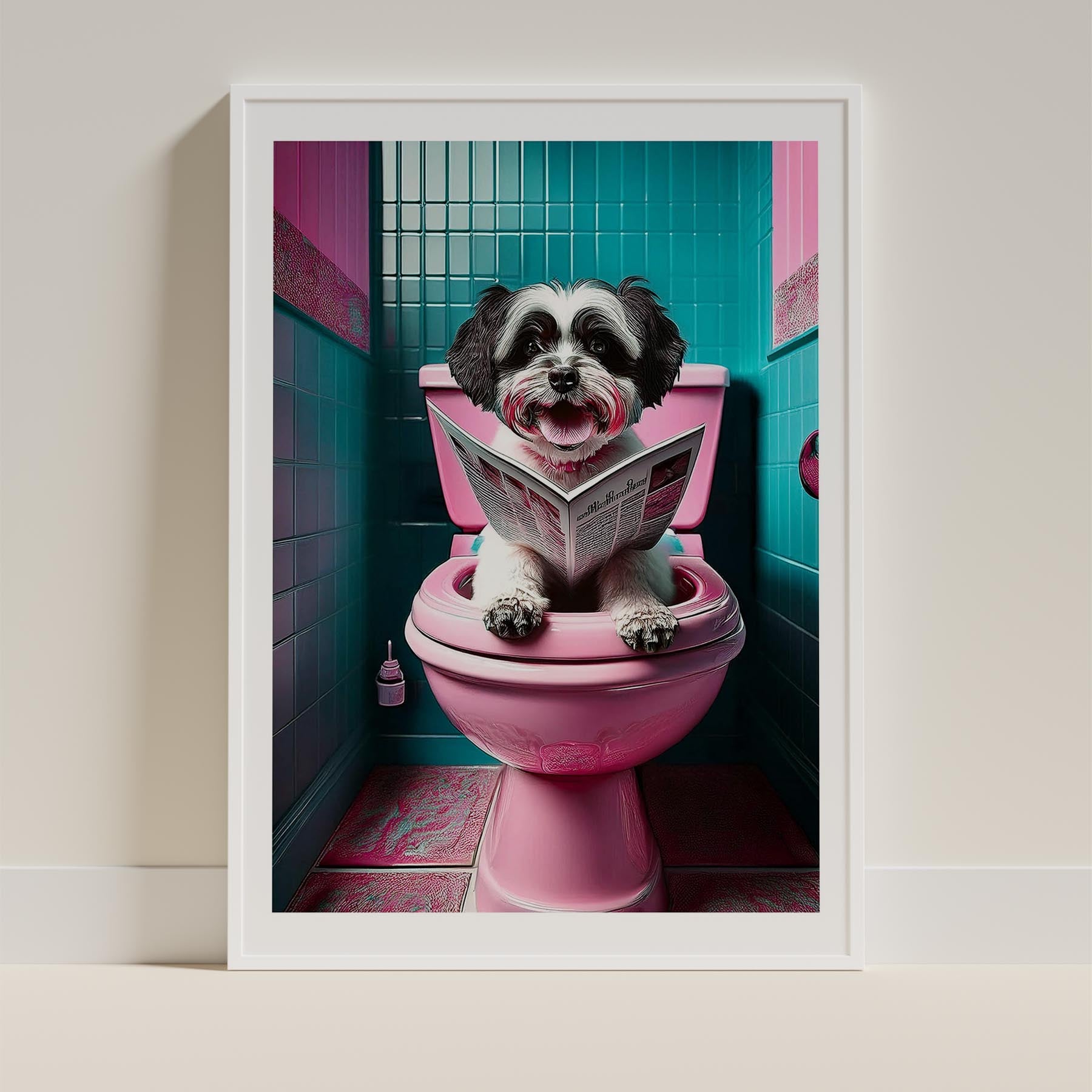 Maltese Toilet Dogs PInk and Turquise image 9