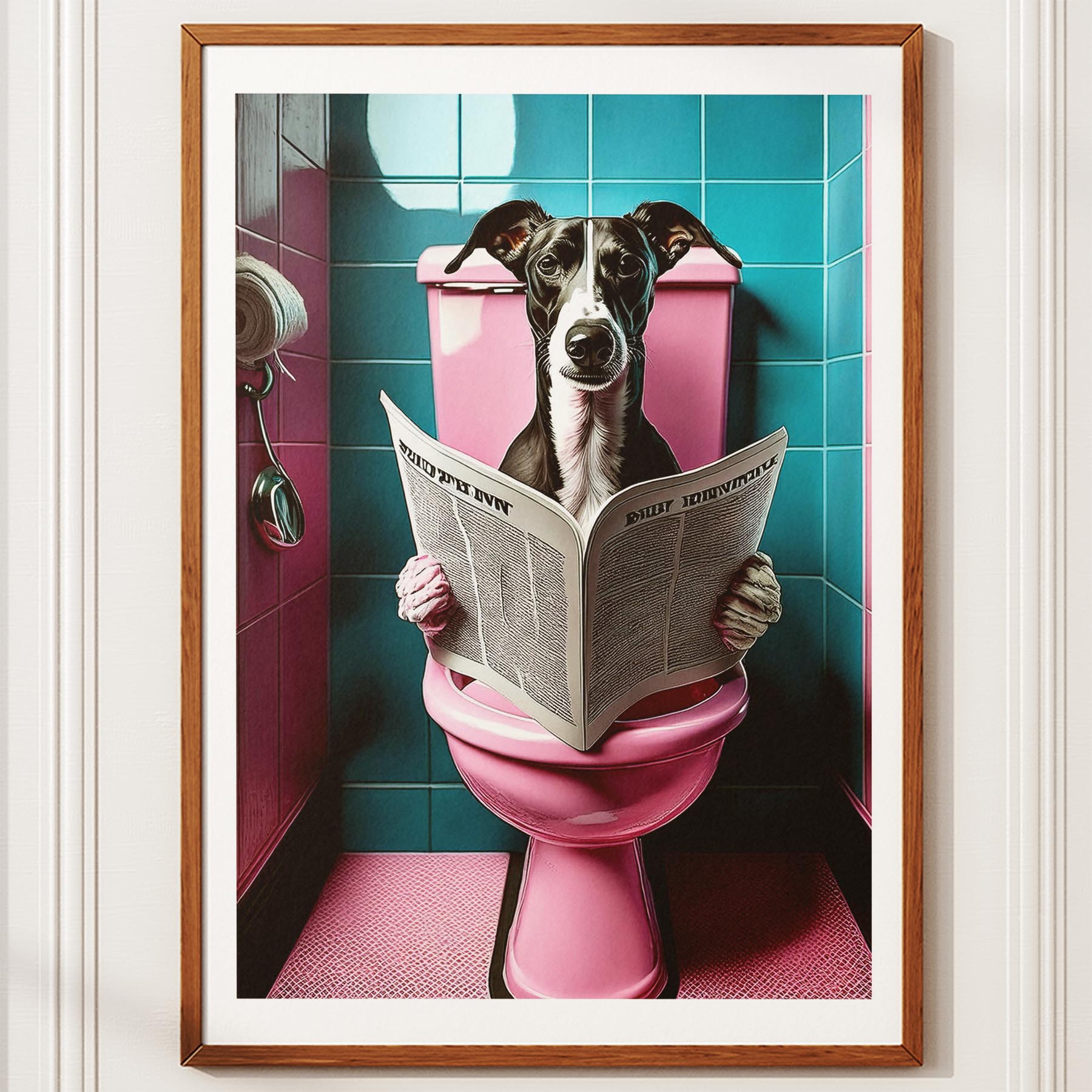 Greyhound Toilet Dogs PInk and Turquise image 10