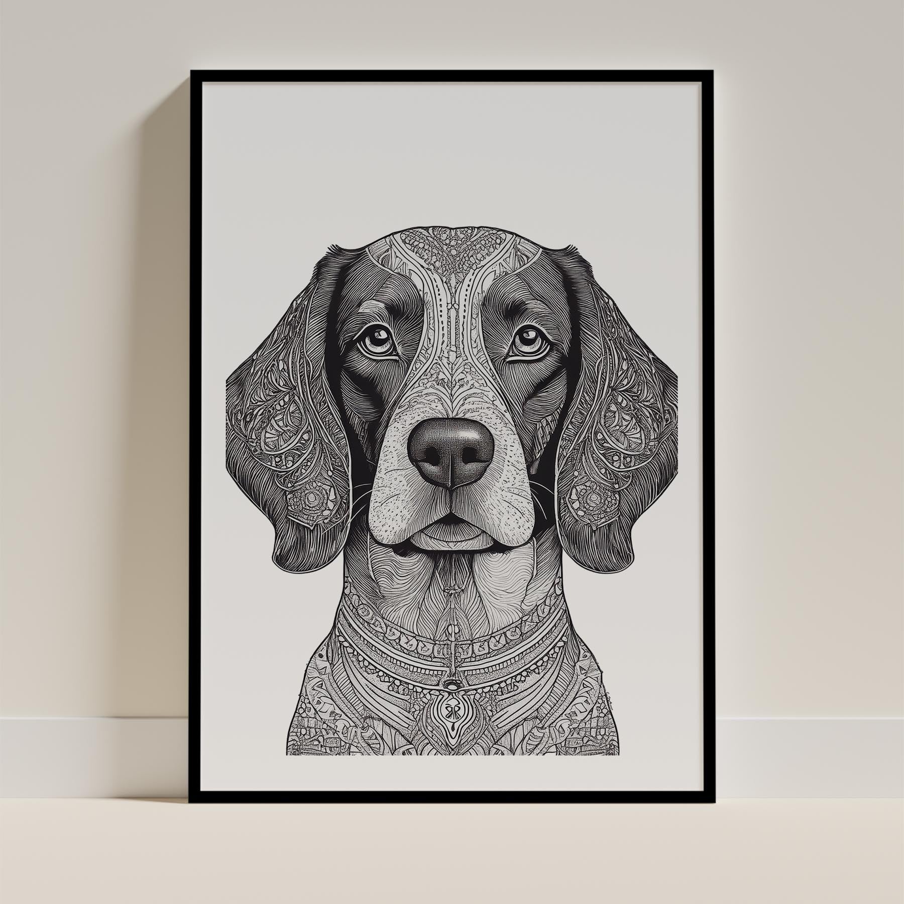 English Springer Spaniel Mandala Black and White Dog Series image 0