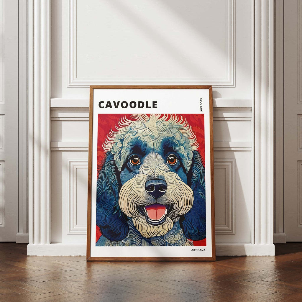 Cavoodle Hokusai Japanese Inspired Dog Series with Text image 4