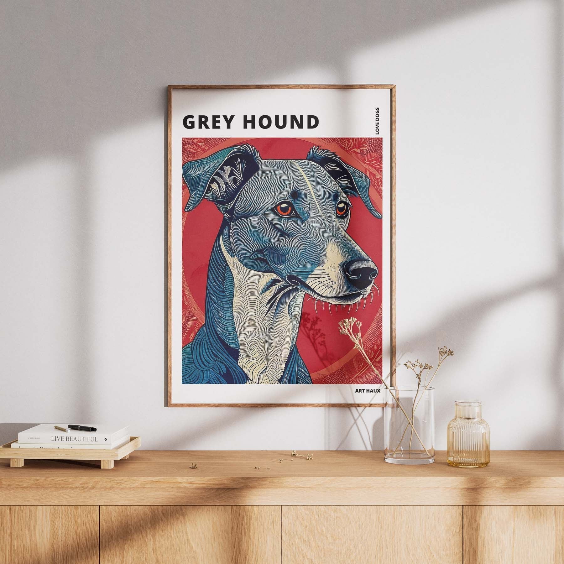 Greyhound Hokusai Japanese Inspired Dog Series with Text image 7