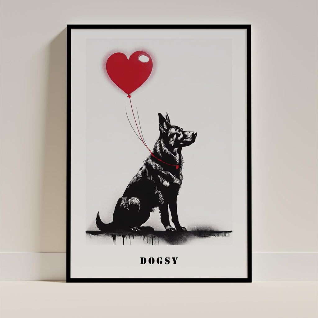 German Shepherd DOGSY Series inspired by the Art of Banksy with text Dogsy image 0