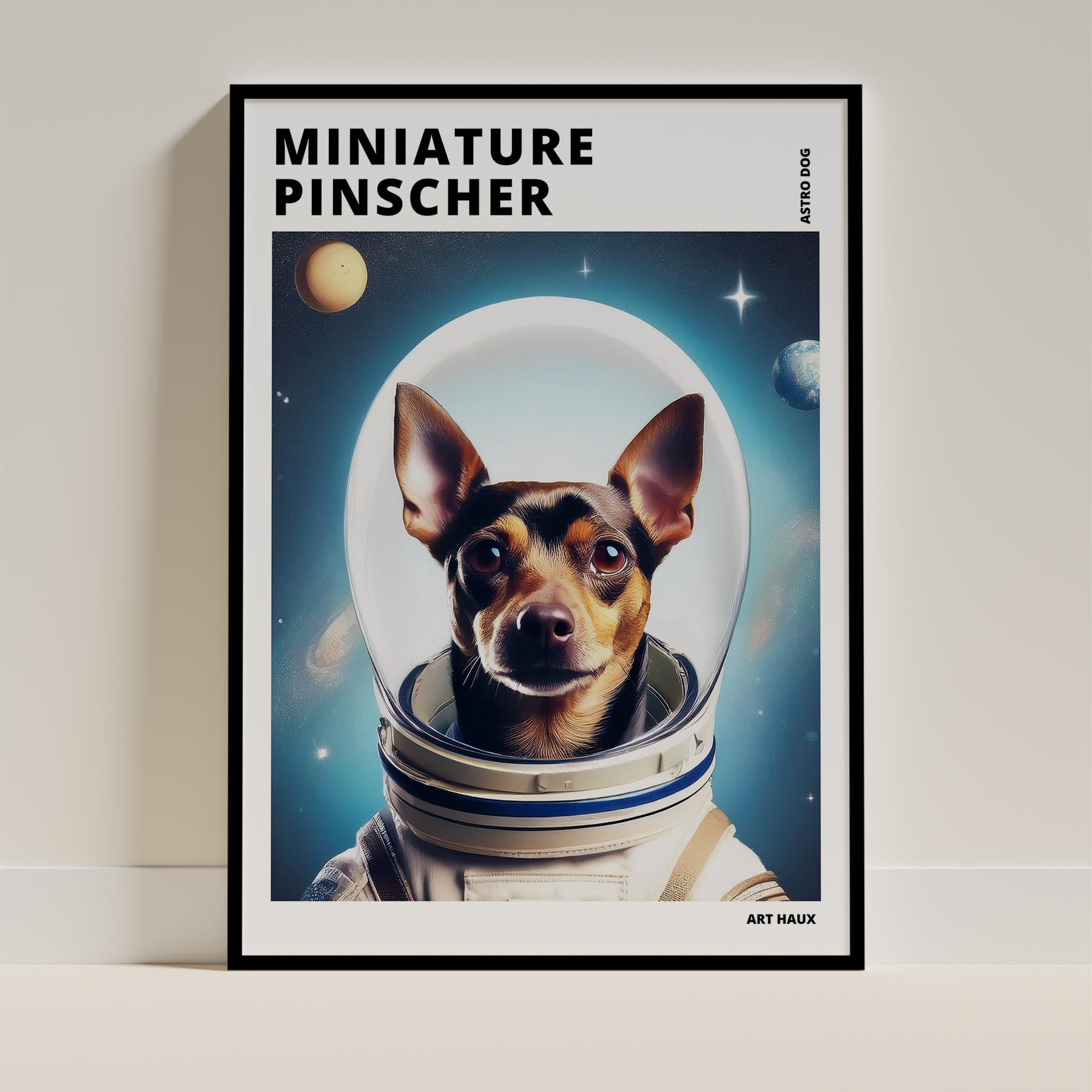 Miniature Pinscher Astronaut Dog Series with Text Astro Dog image 0