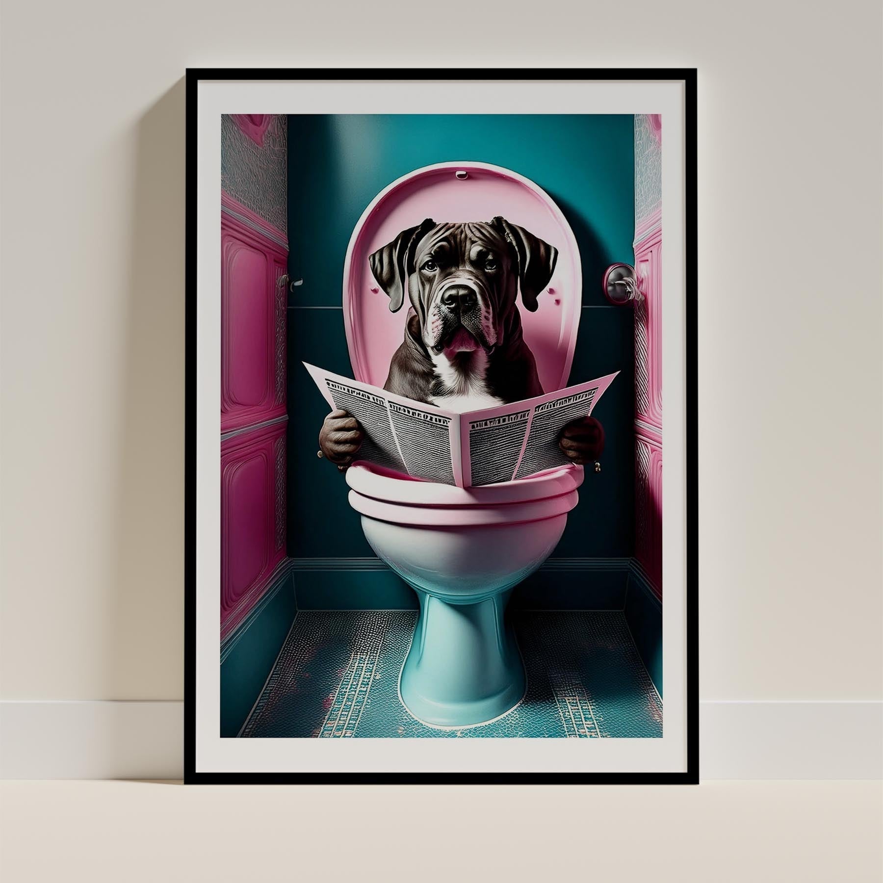 Dogue de Bordeaux Toilet Dogs PInk and Turquise image 0