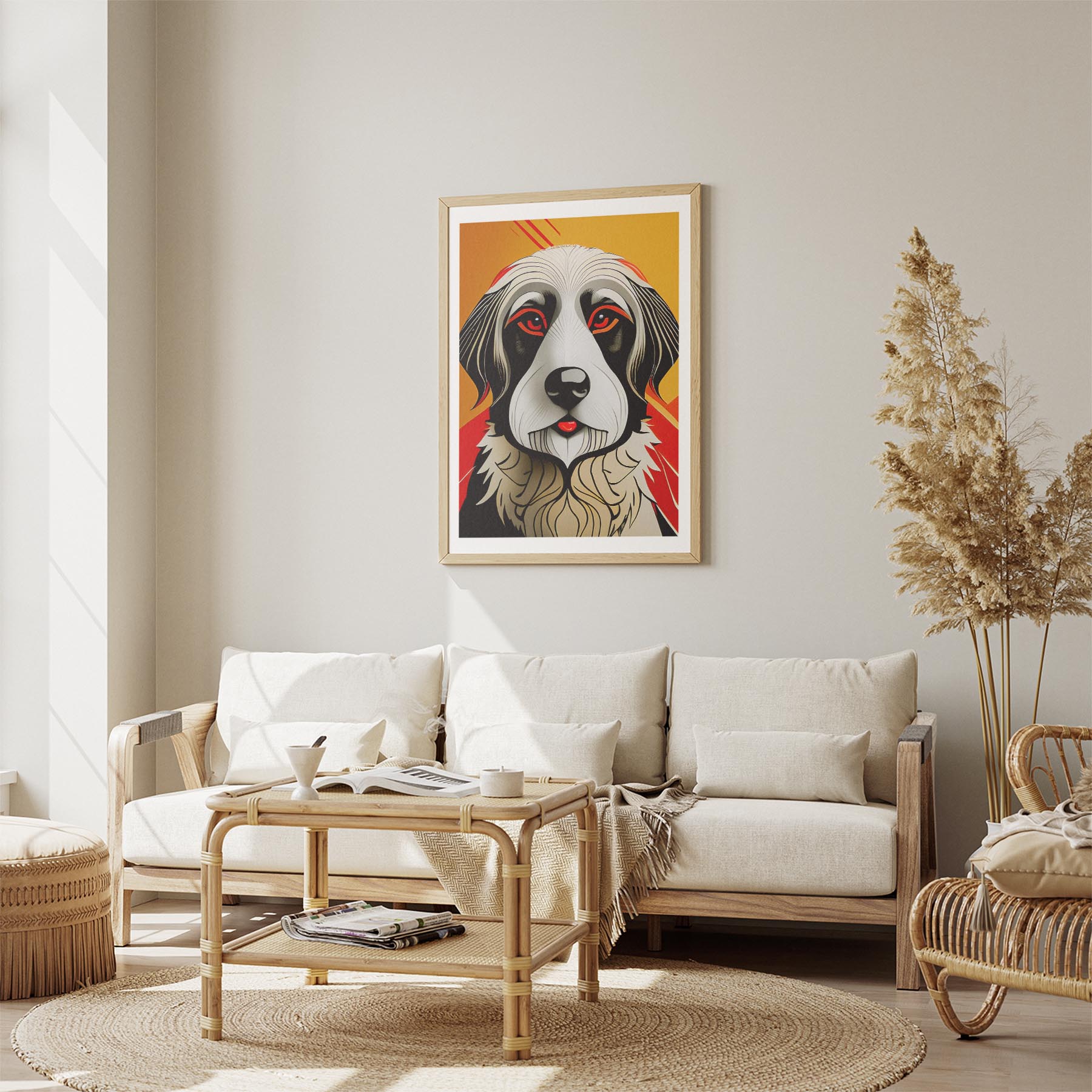 Old English Sheepdog Geometric Orange Series image 2