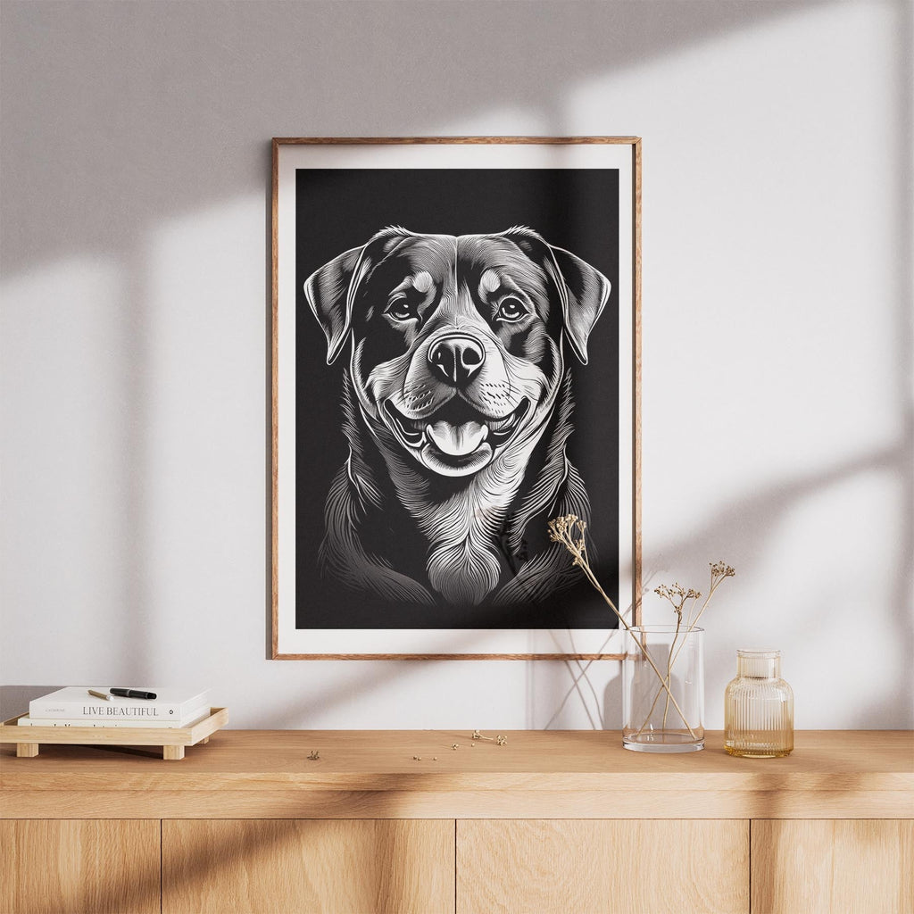 Rottweiler Line Dog Series in Black and White image 8