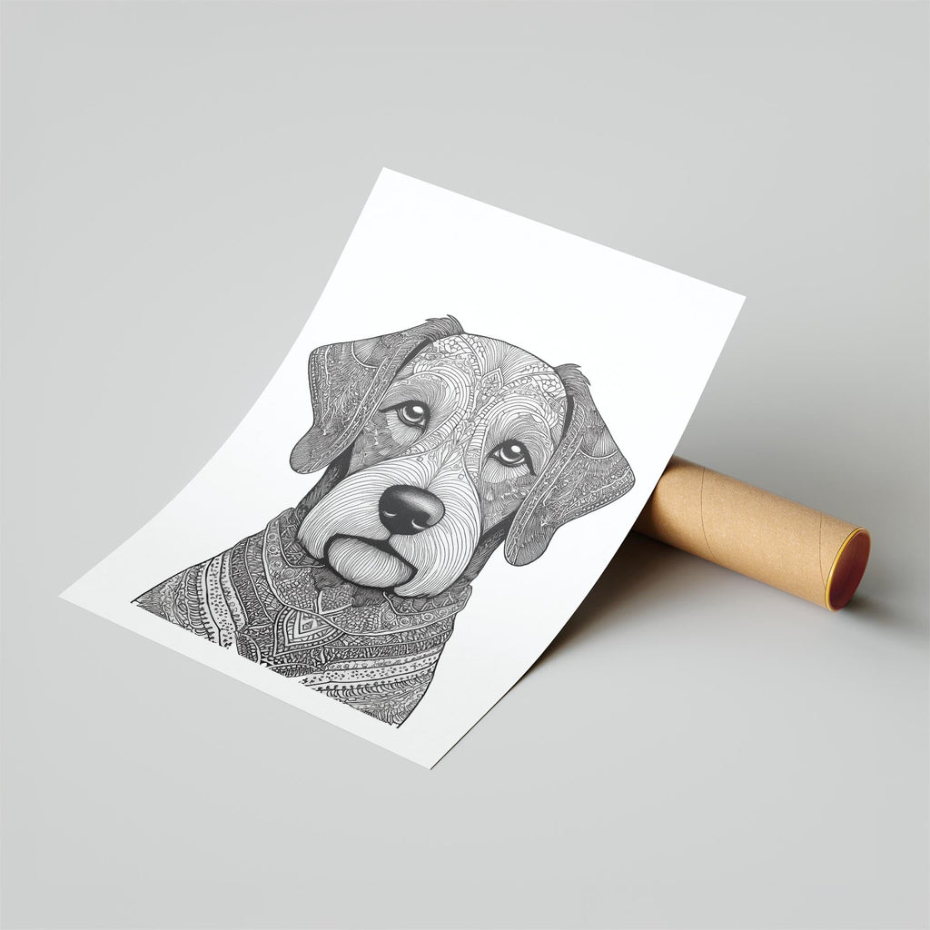 Australian Silky Terrier Mandala Black and White Dog Series image 6