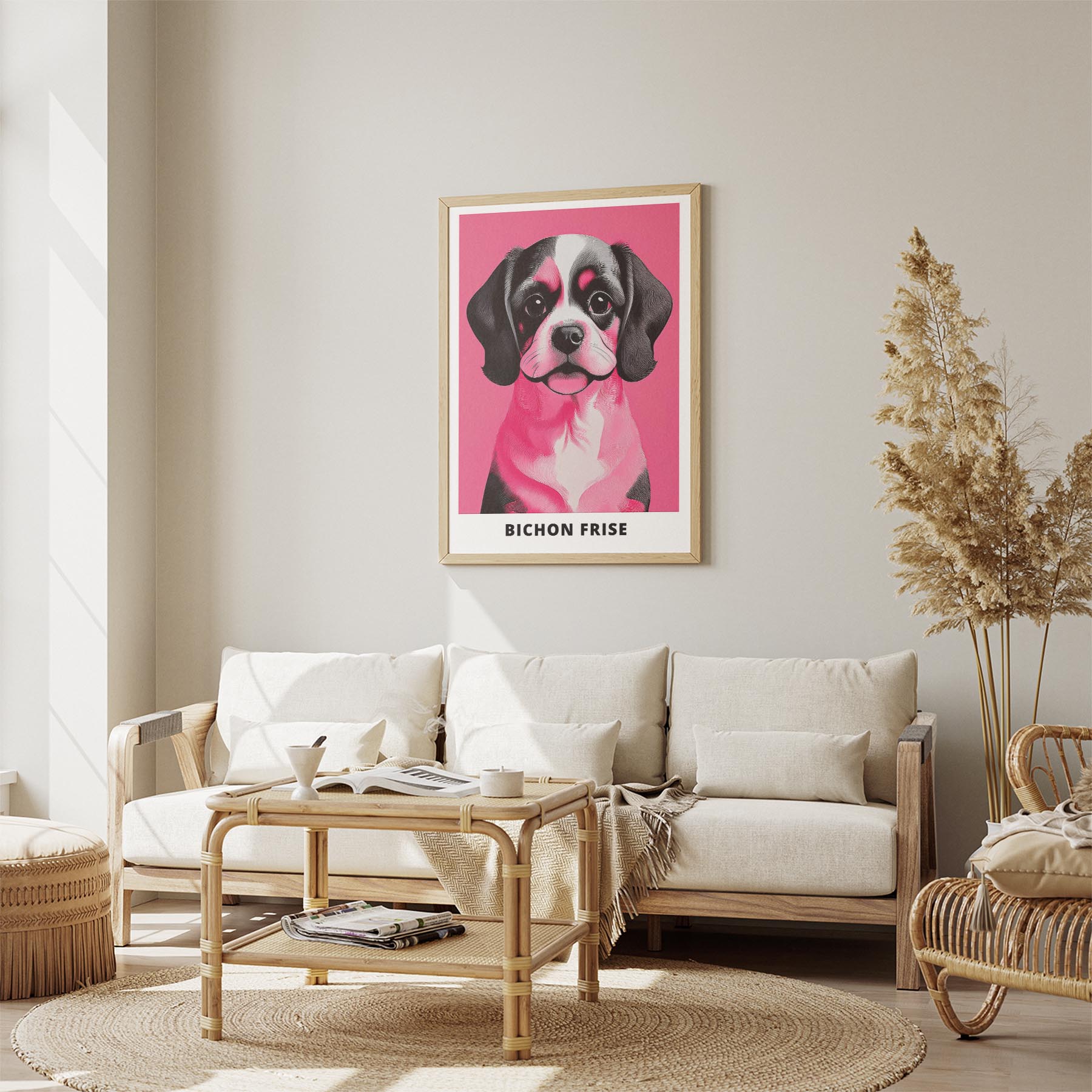 Bichon Frise Pink and Black Dog Series image 2