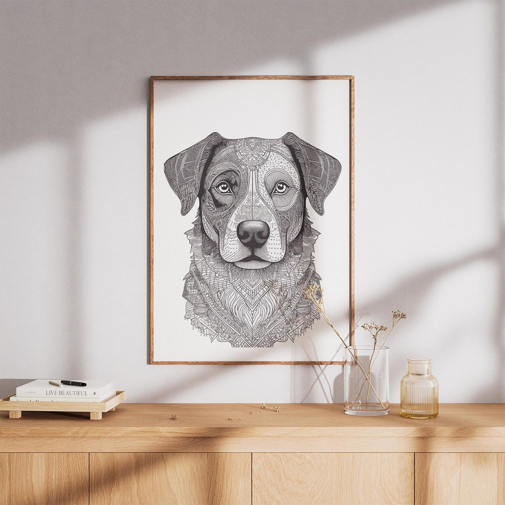 Border Collie Mandala Black and White Dog Series image 8