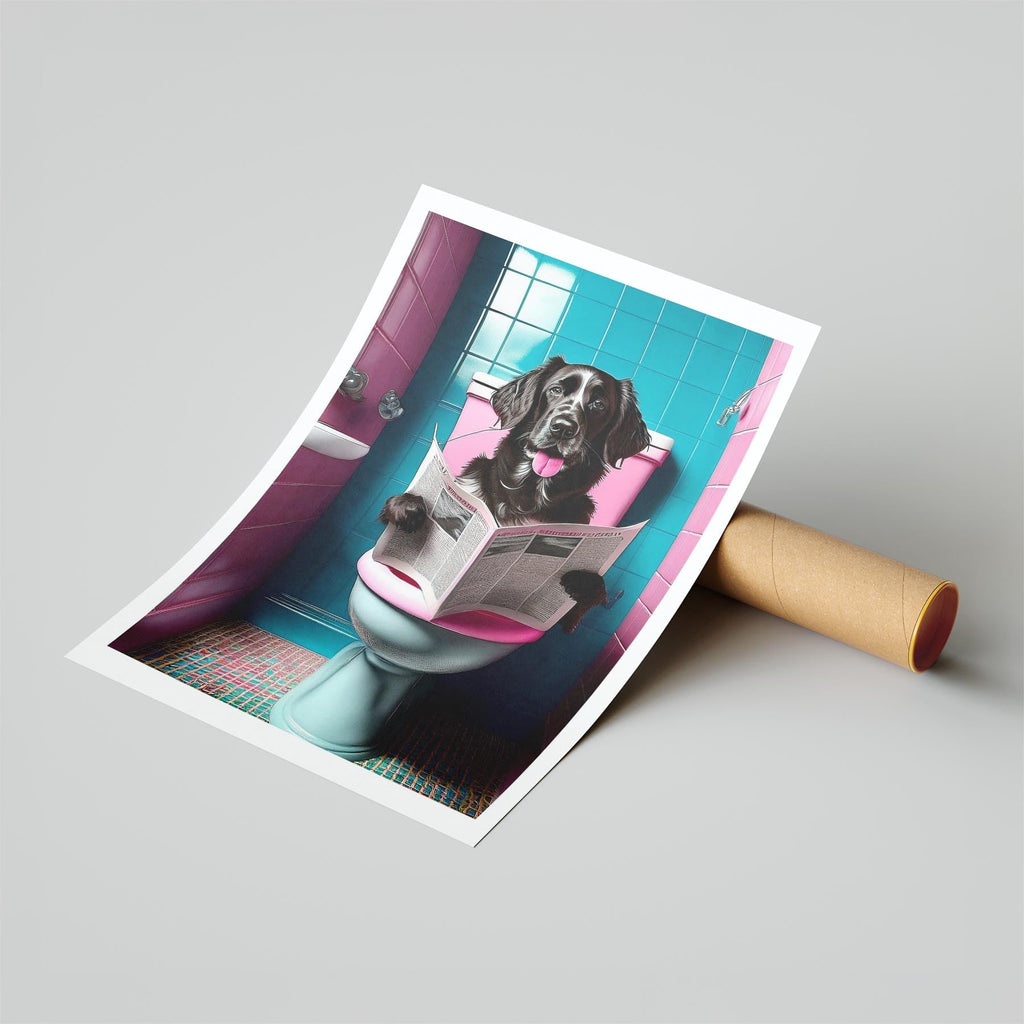 Curly Coated Retriever Toilet Dogs PInk and Turquise image 6