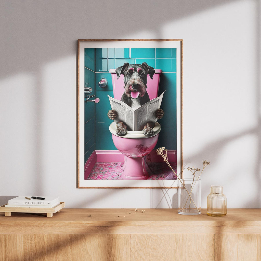 Airedale Toilet Dogs PInk and Turquise image 8