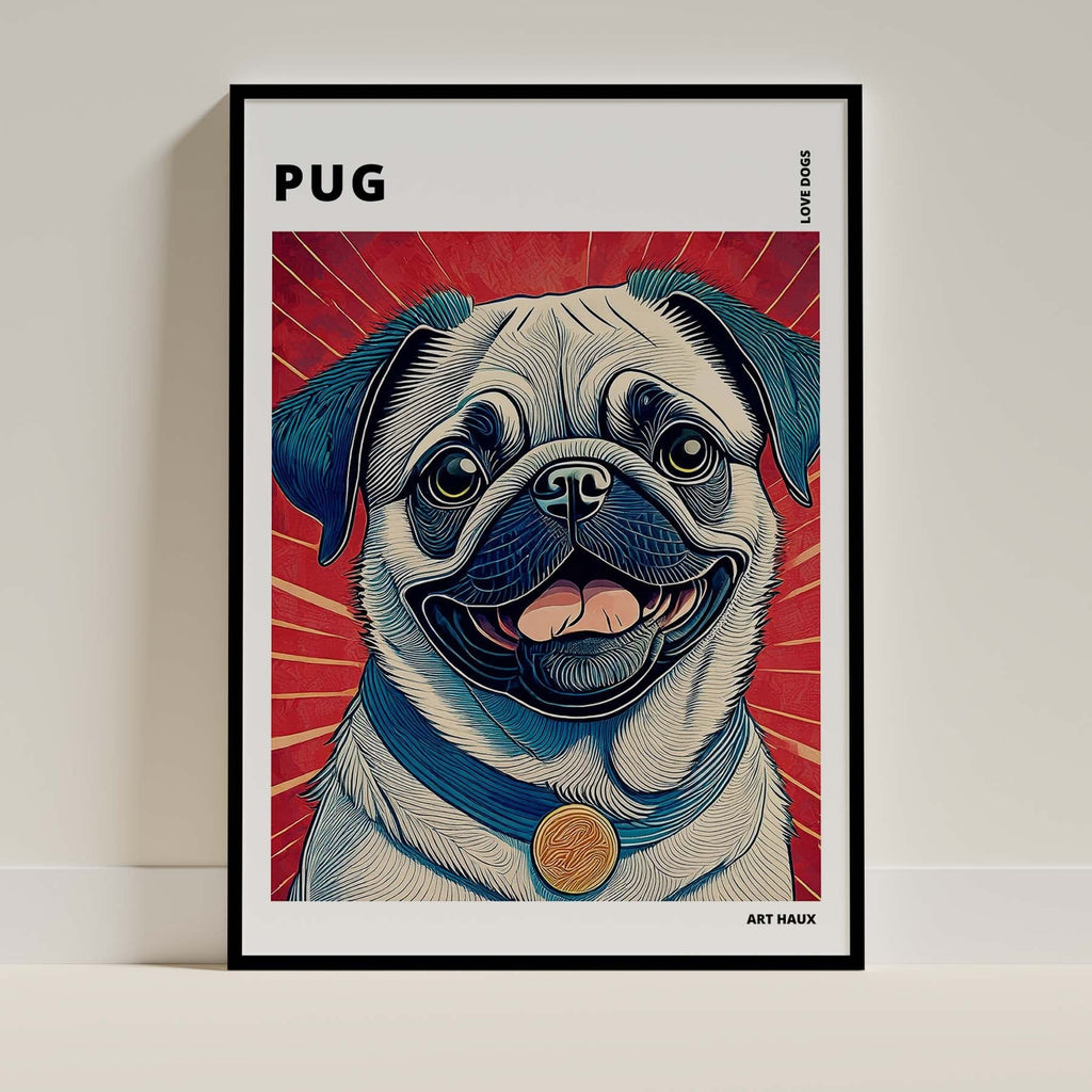 Pug Hokusai Japanese Inspired Dog Series with Text image 0