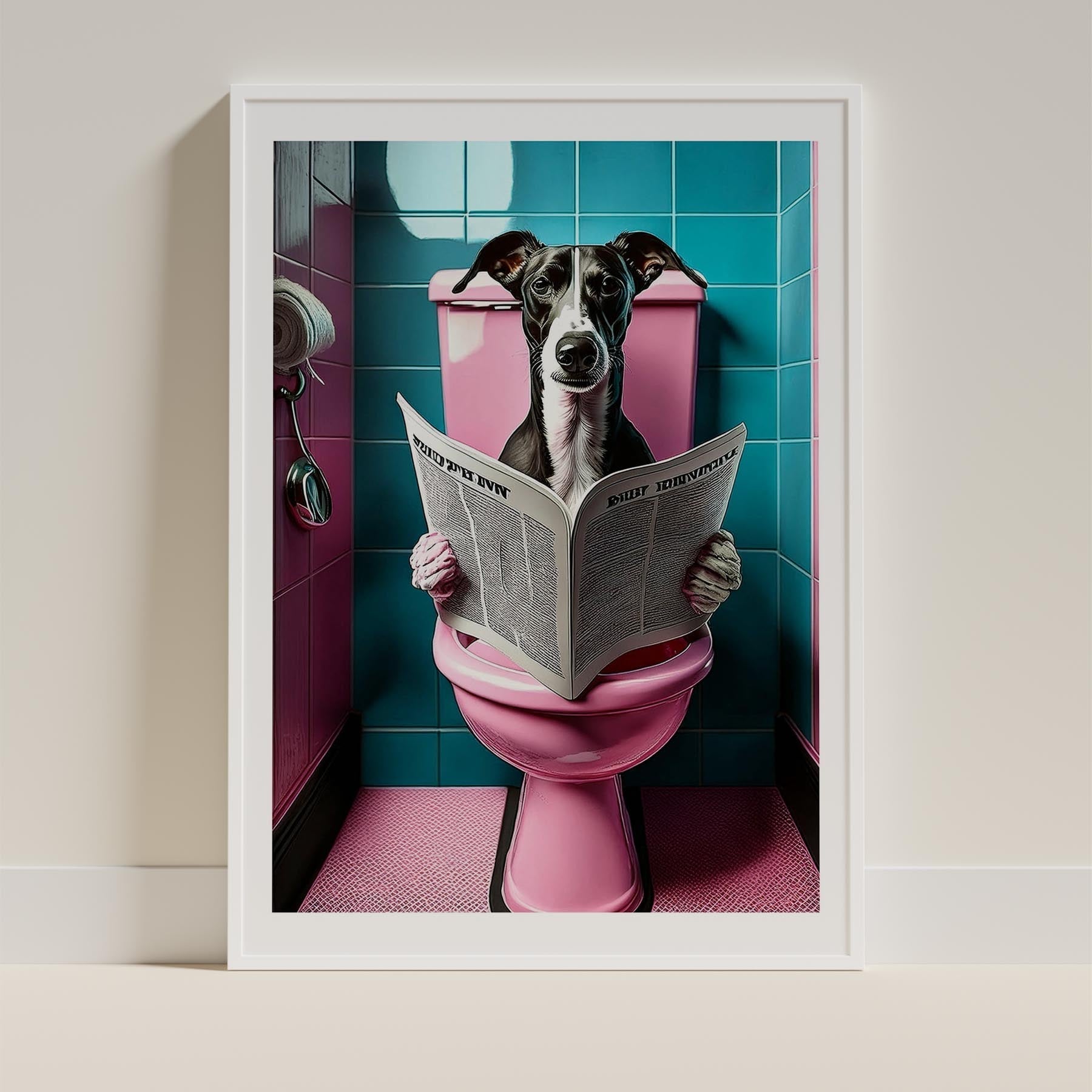 Greyhound Toilet Dogs PInk and Turquise image 9