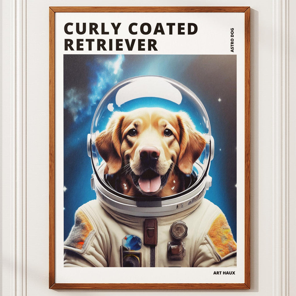 Curly Coated Retriever Astronaut Dog Series with Text Astro Dog image 10