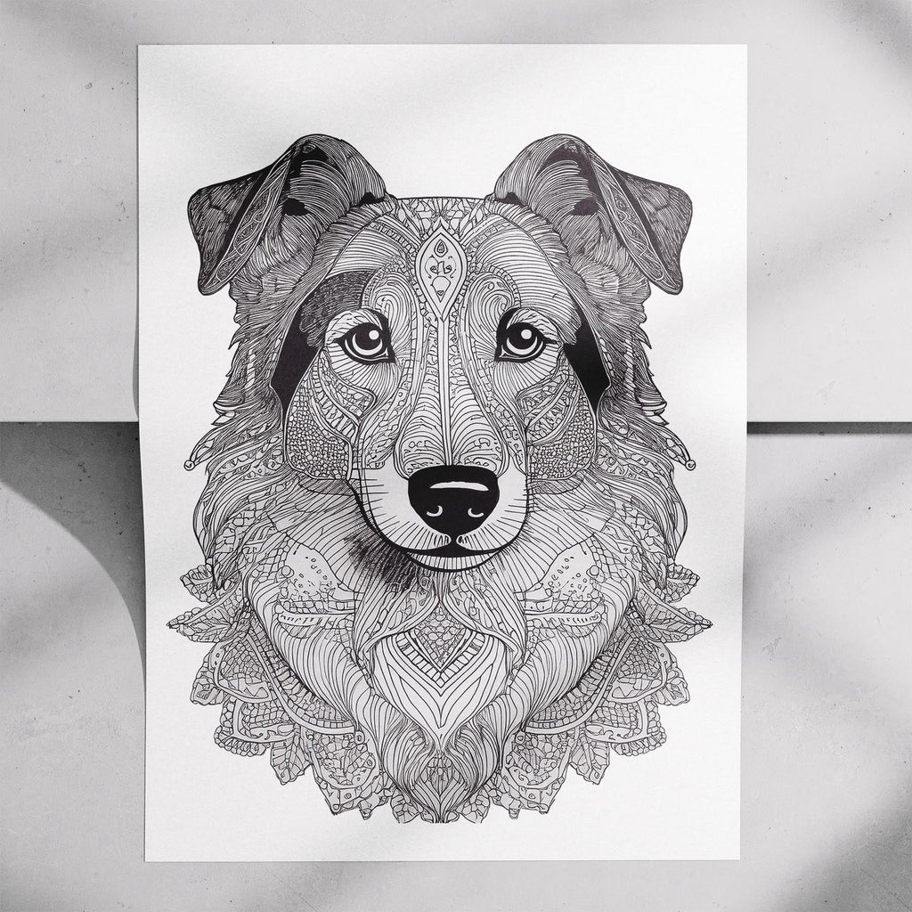 Shetland Sheepdog Mandala Black and White Dog Series image 7