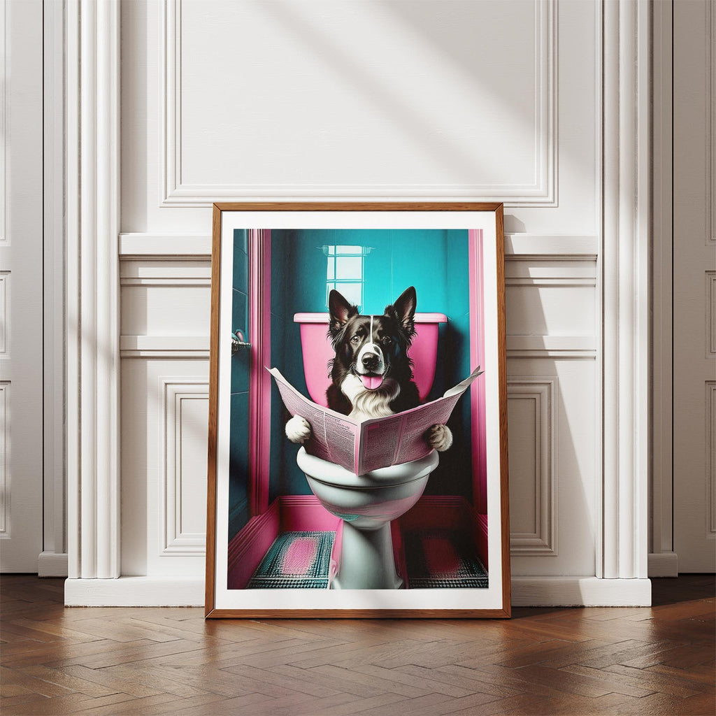 Border Collie Toilet Dogs PInk and Turquise image 4
