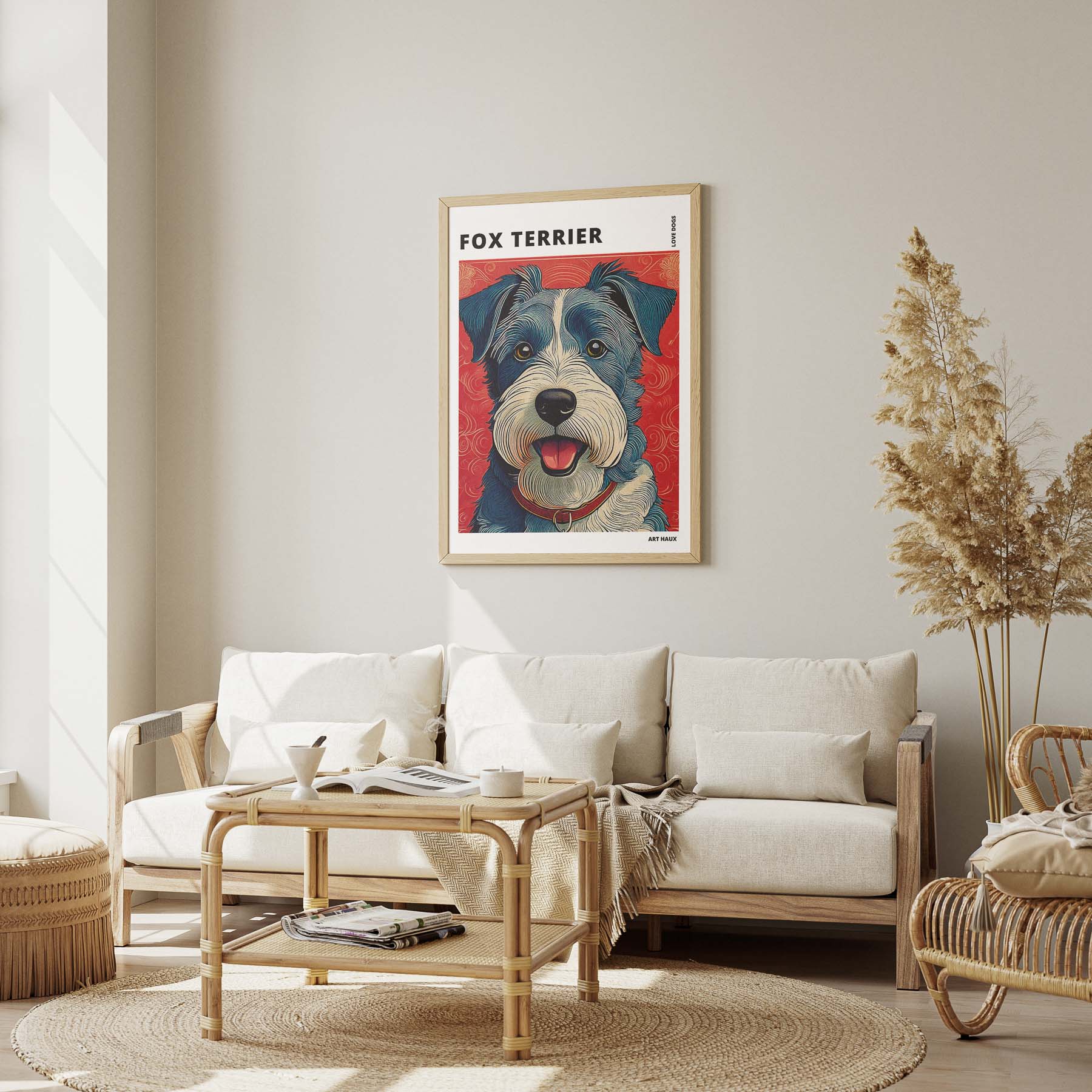 Fox Terrier Hokusai Japanese Inspired Dog Series with Text image 2