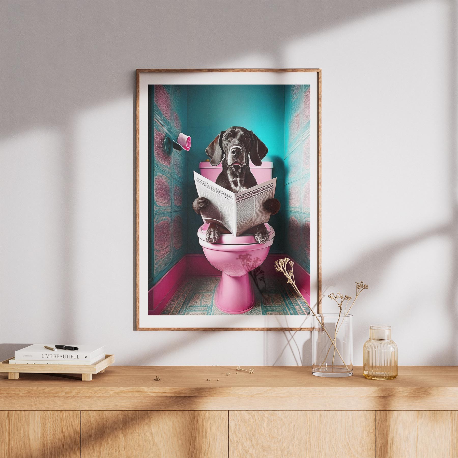 Hungarian Vizsla Toilet Dogs PInk and Turquise image 8