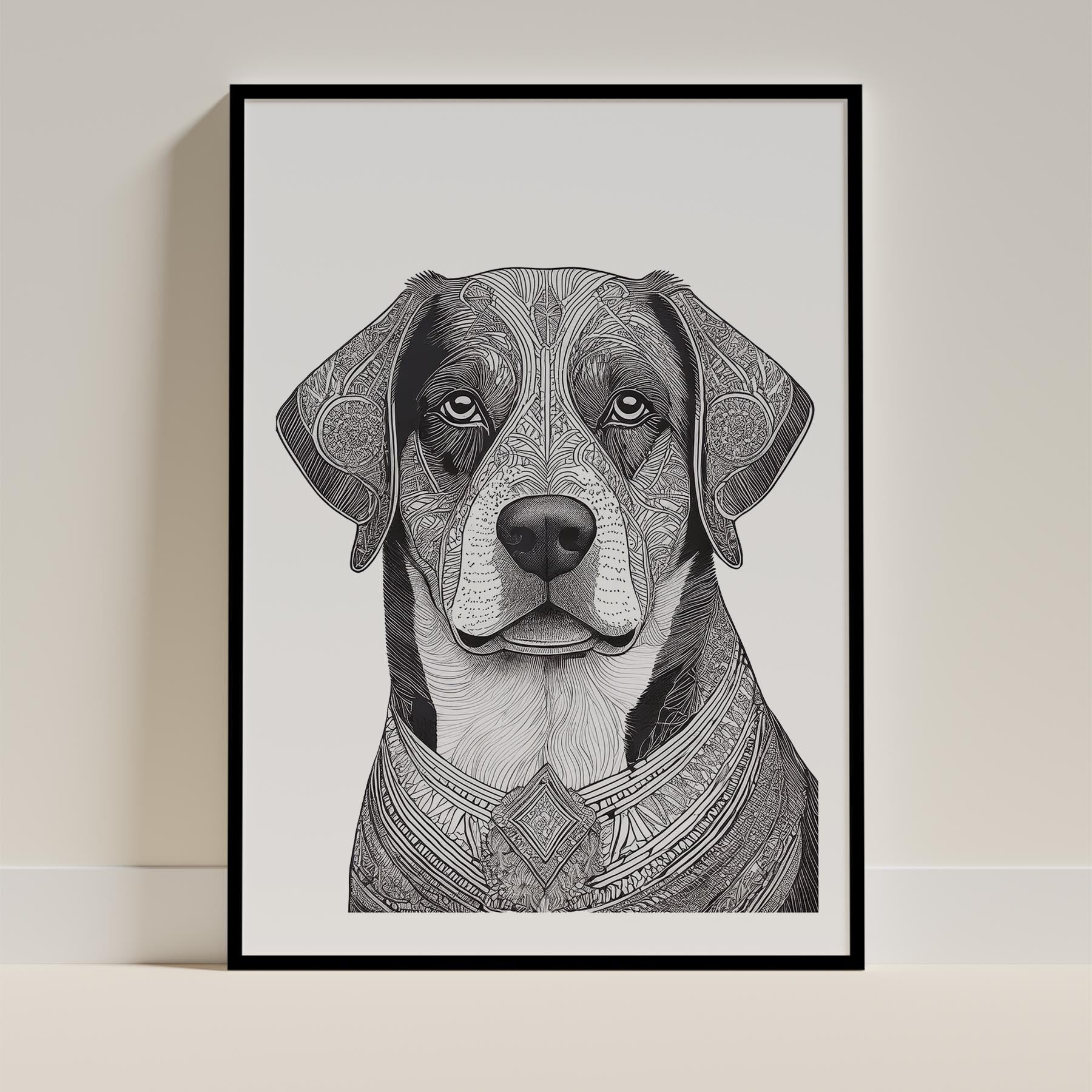 Bernese Mountain Dog Mandala Black and White Dog Series image 0
