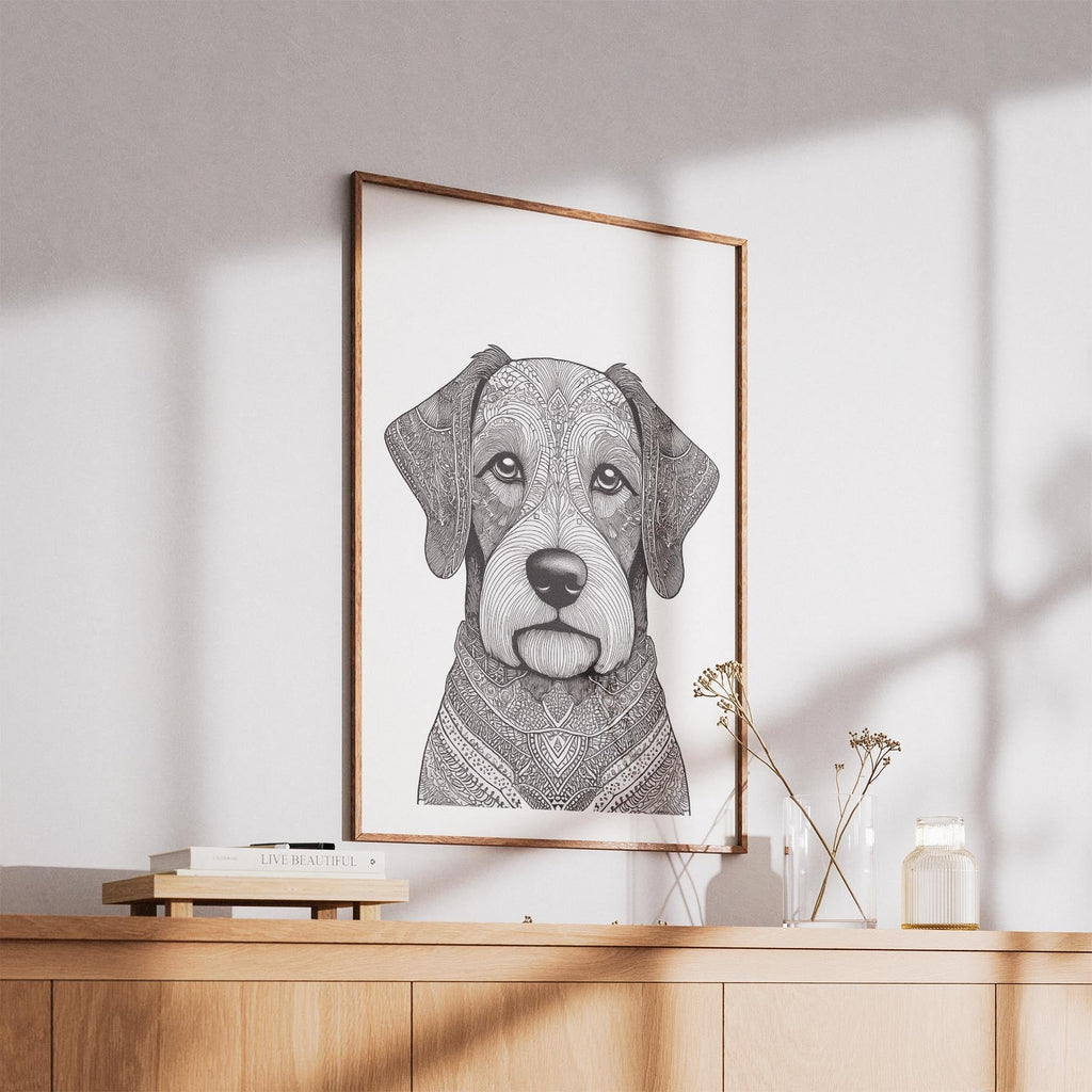 Australian Silky Terrier Mandala Black and White Dog Series image 5