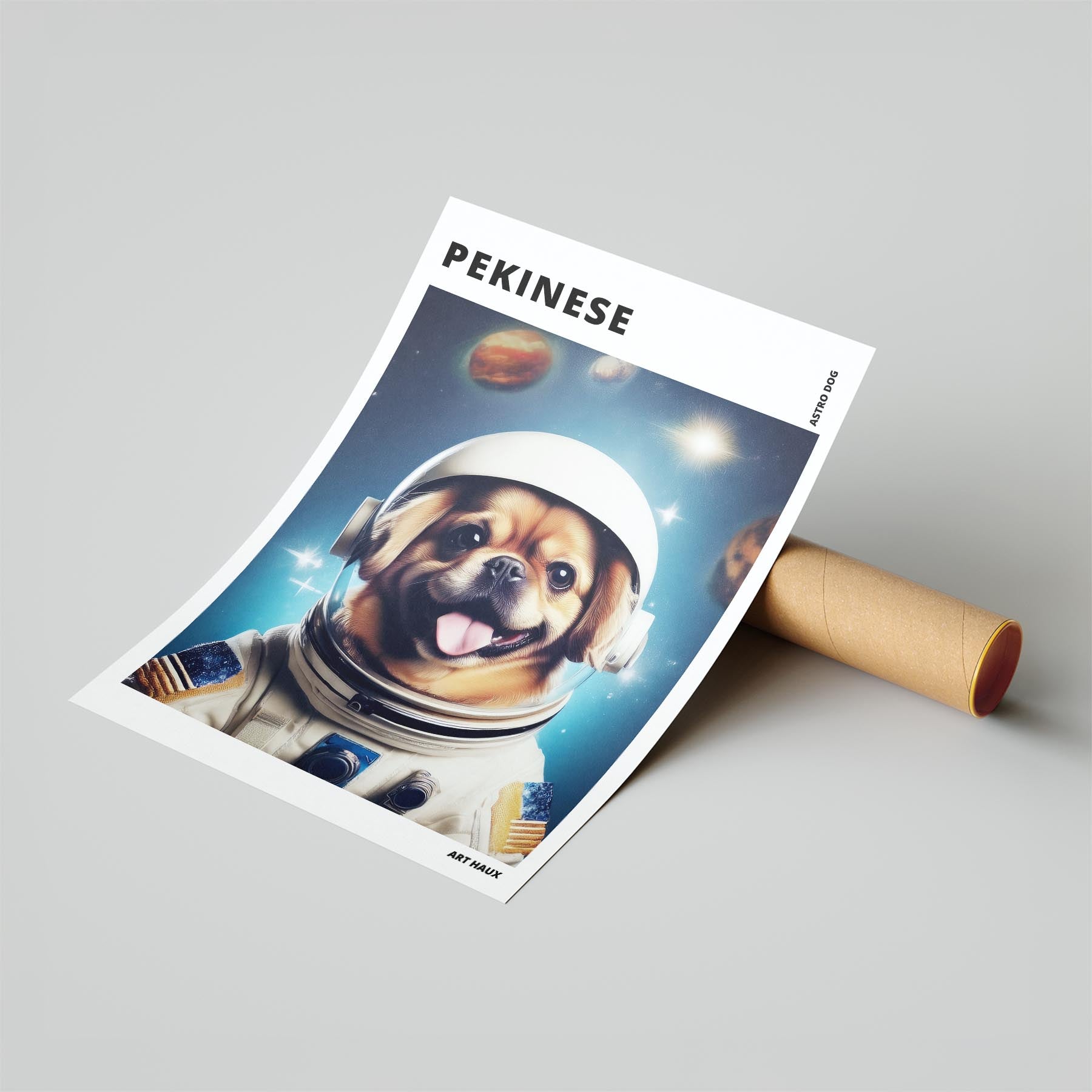 Pekingese Astronaut Dog Series with Text Astro Dog image 6