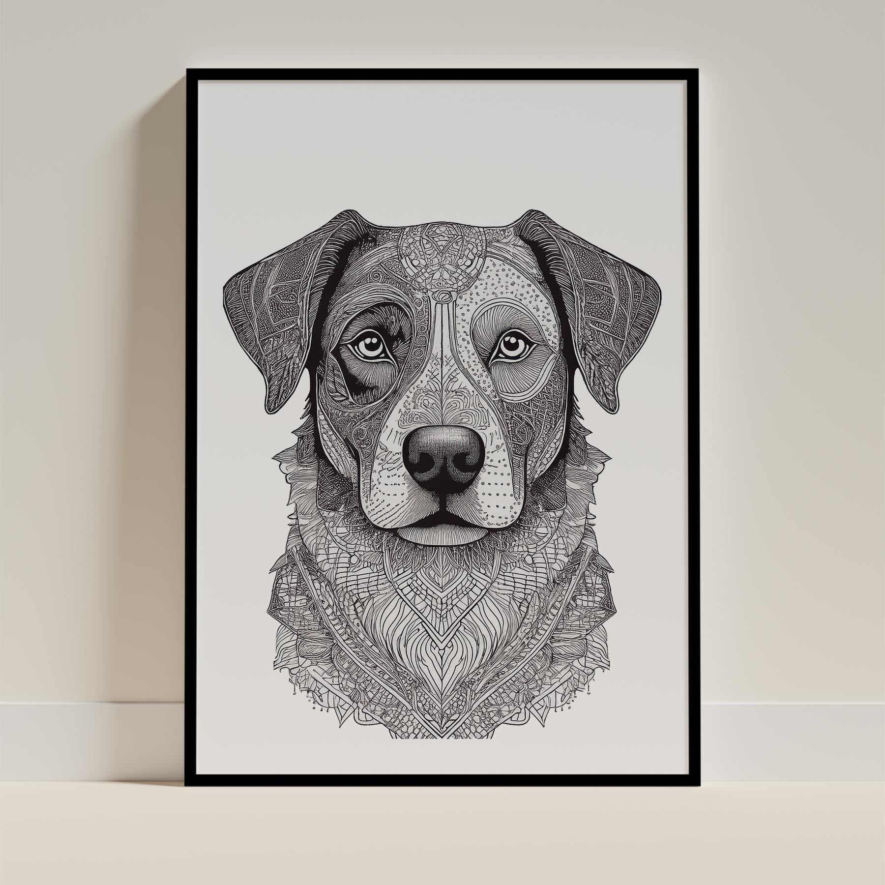 Border Collie Mandala Black and White Dog Series image 0