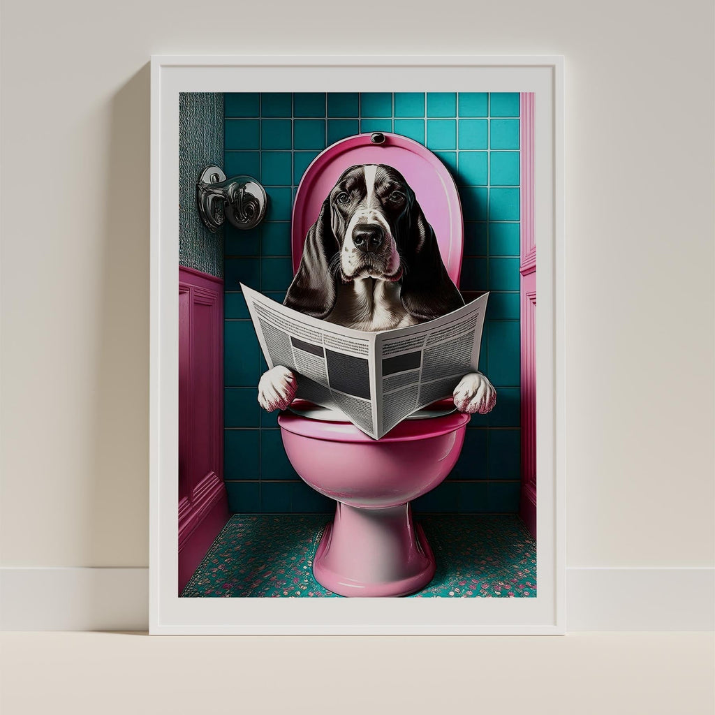 Basset Hound Toilet Dogs PInk and Turquise image 9