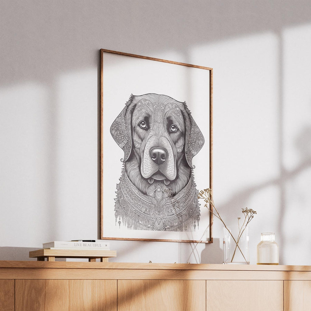 Newfoundland Mandala Black and White Dog Series image 5