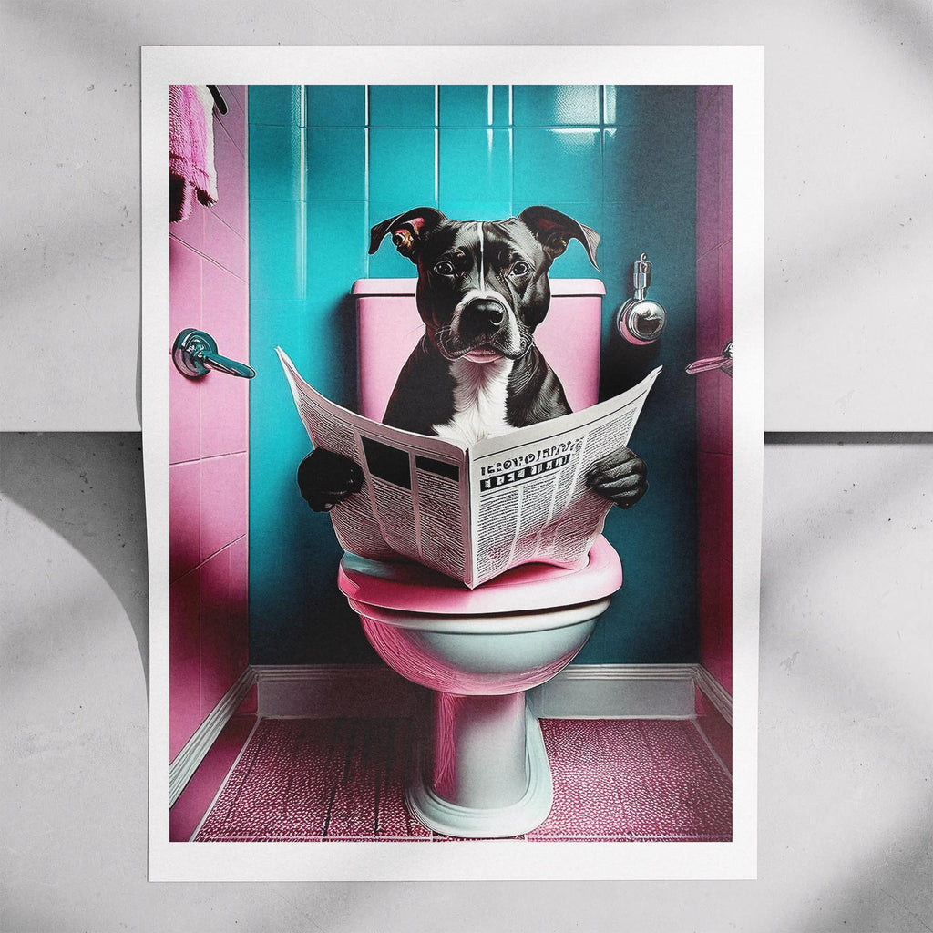 Staffordshire Bull Terrier Toilet Dogs PInk and Turquise image 7