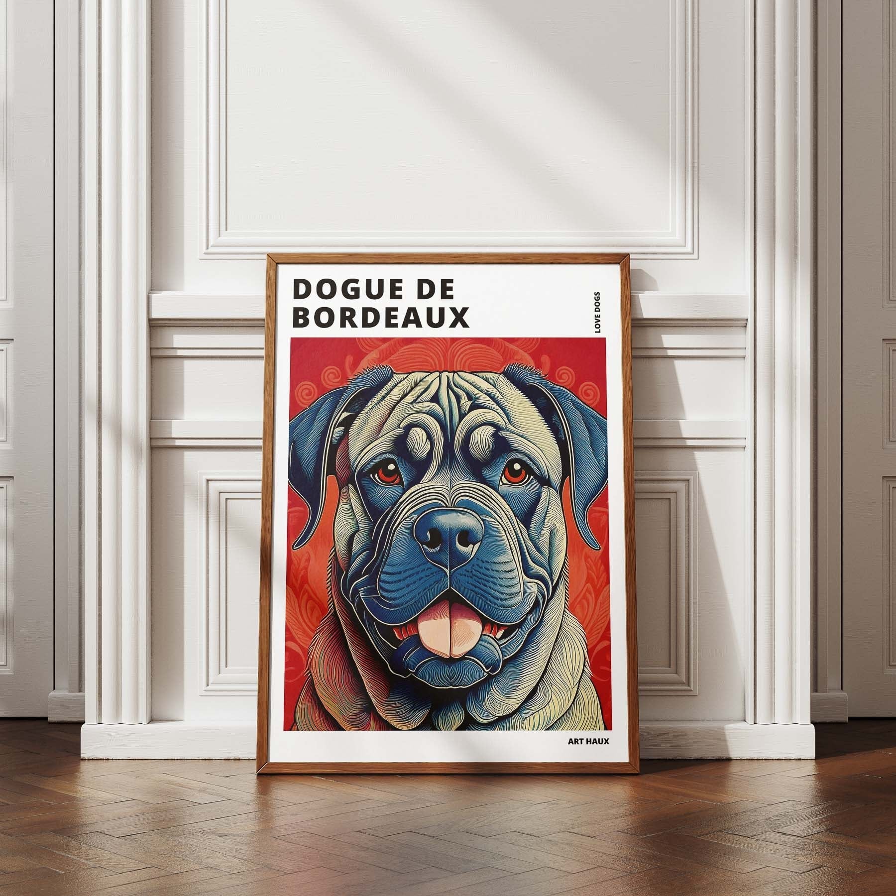 Dogue de Bordeaux Hokusai Japanese Inspired Dog Series with Text image 4