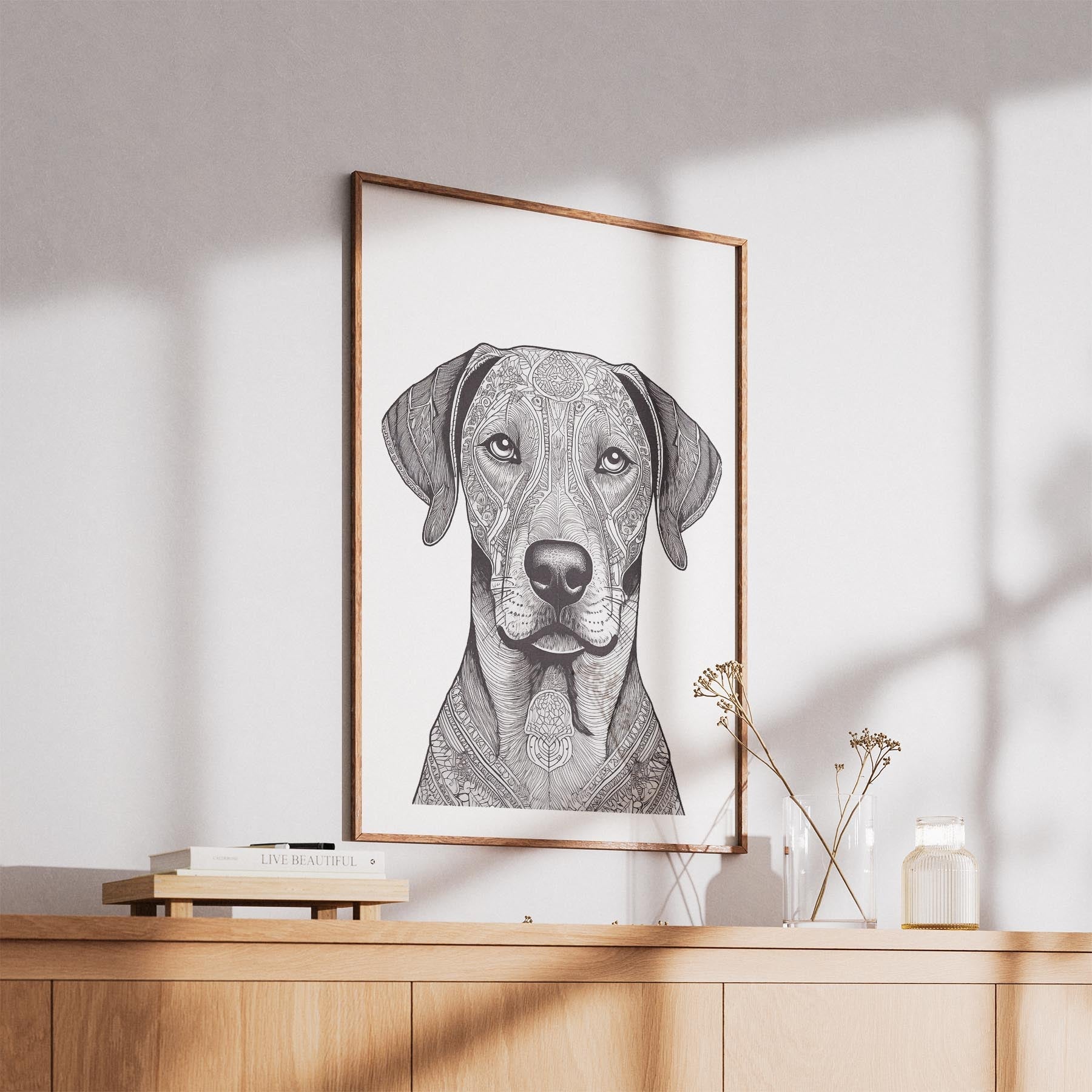 Rhoedesian Ridgeback Mandala Black and White Dog Series image 5