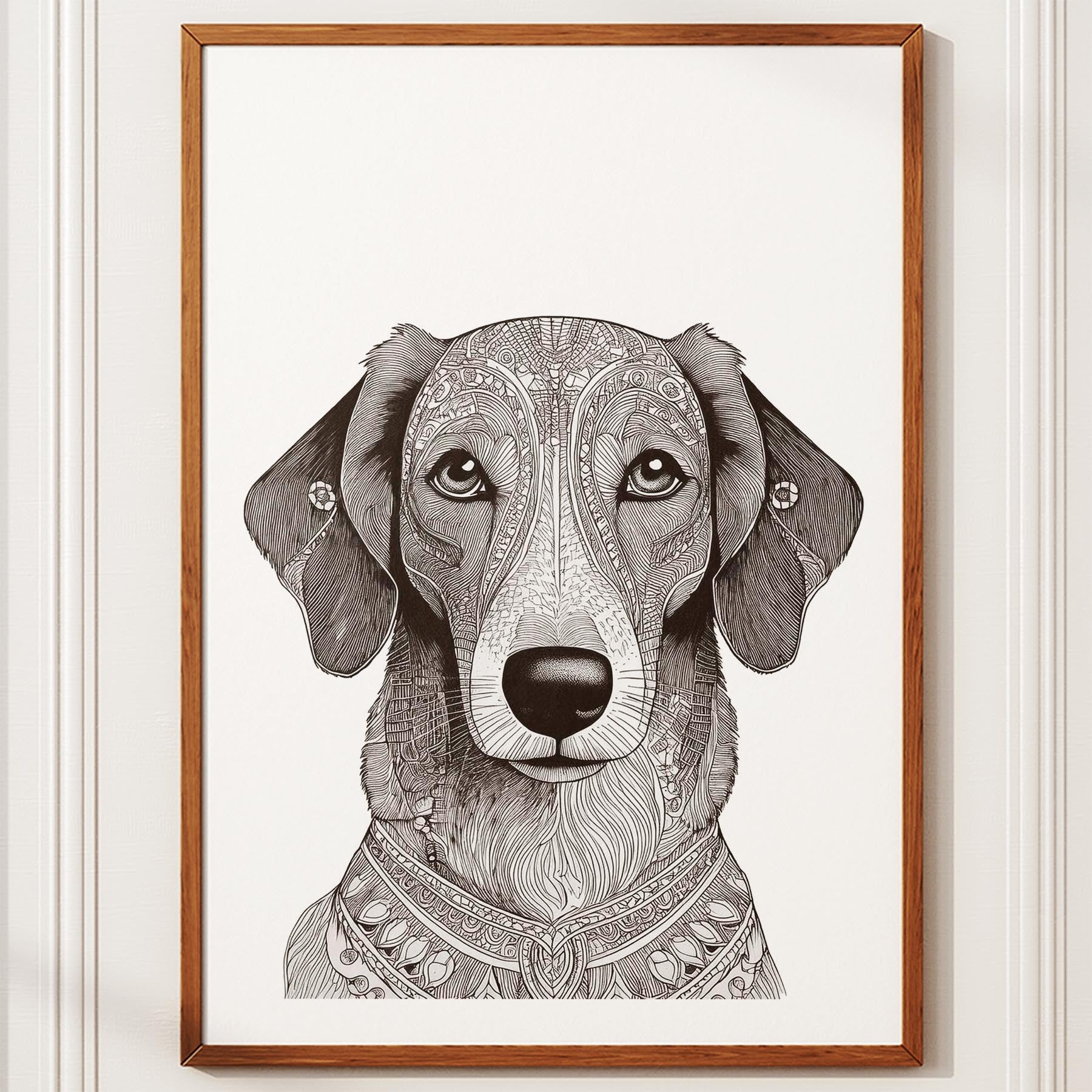 Borzoi Mandala Black and White Dog Series image 10