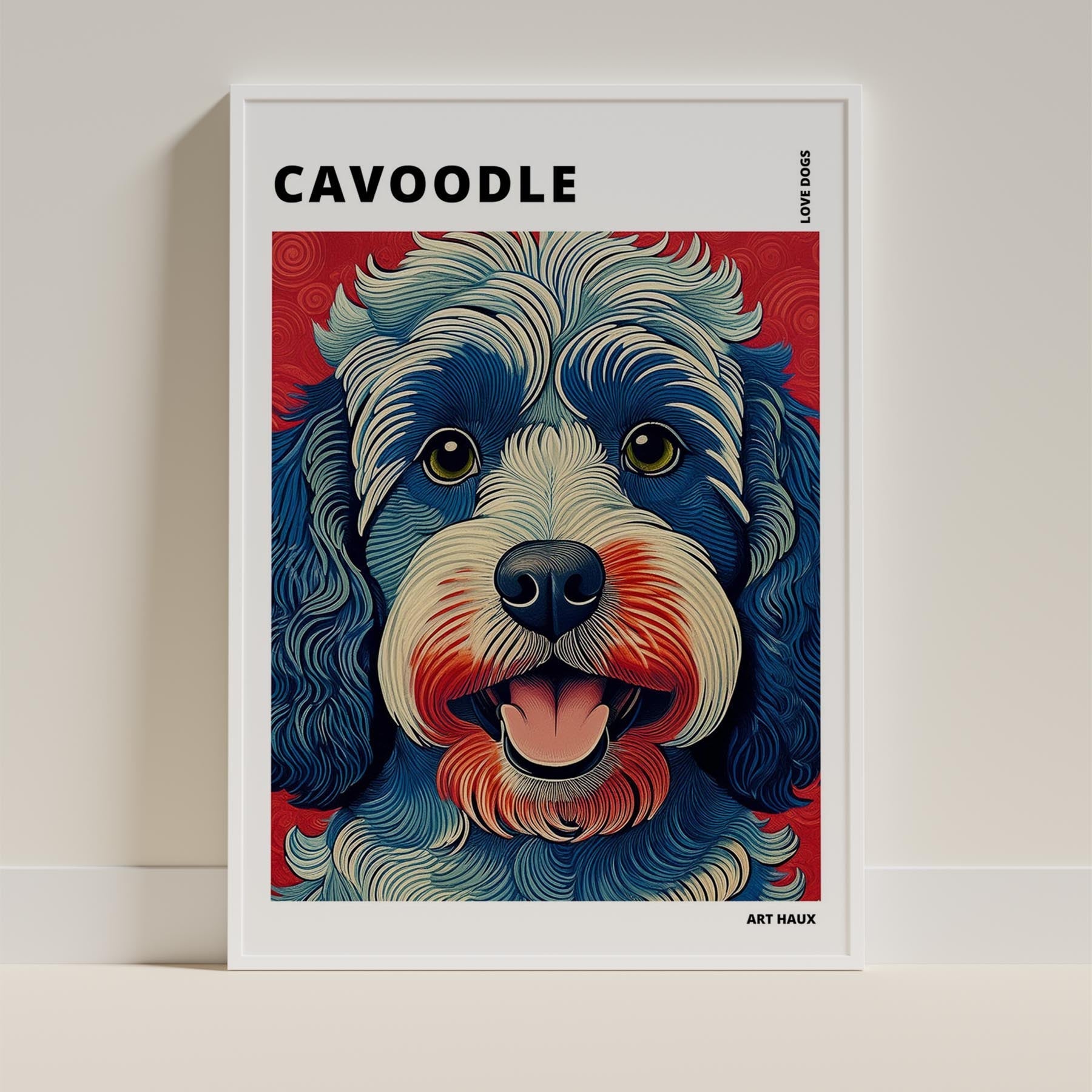 Cavoodle Hokusai Japanese Inspired Dog Series with Text image 8