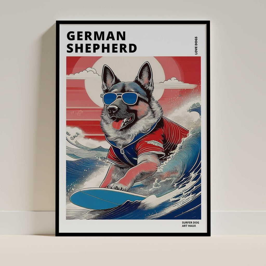 German Shepherd Hokosai Surfer Dogs 1 image 0