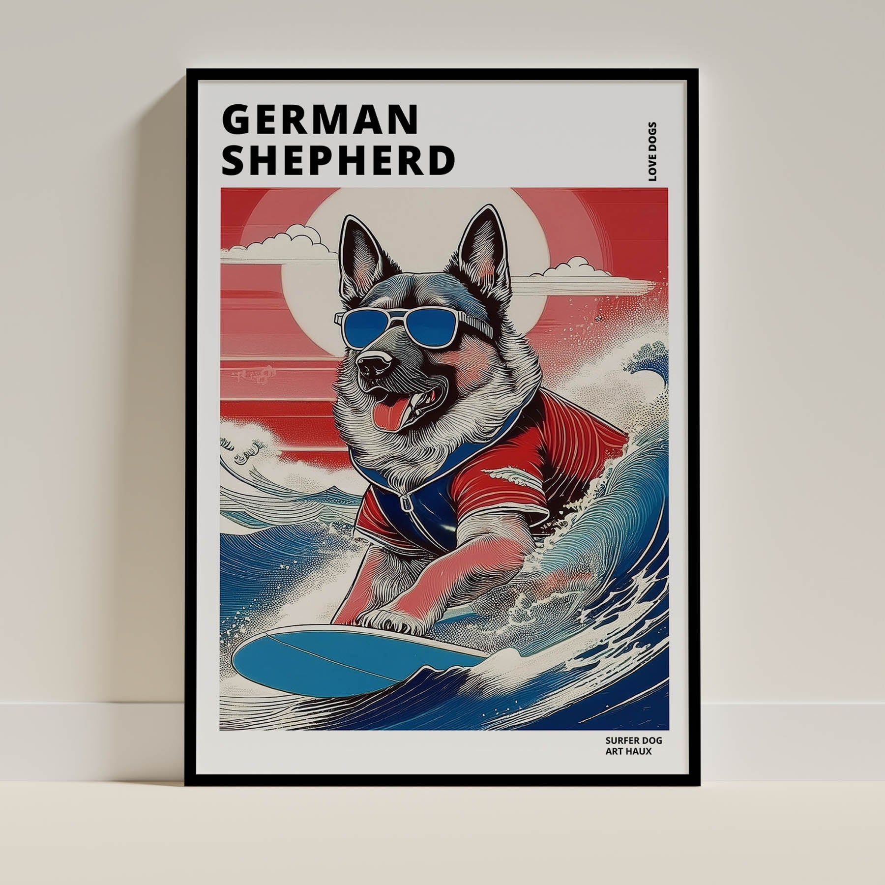 German Shepherd Hokosai Surfer Dogs 1 image 0