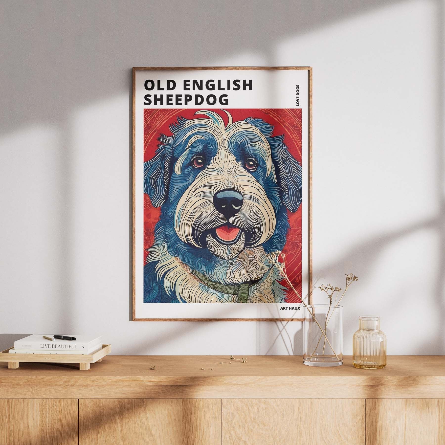 Old English Sheepdog Hokusai Japanese Inspired Dog Series with Text image 7
