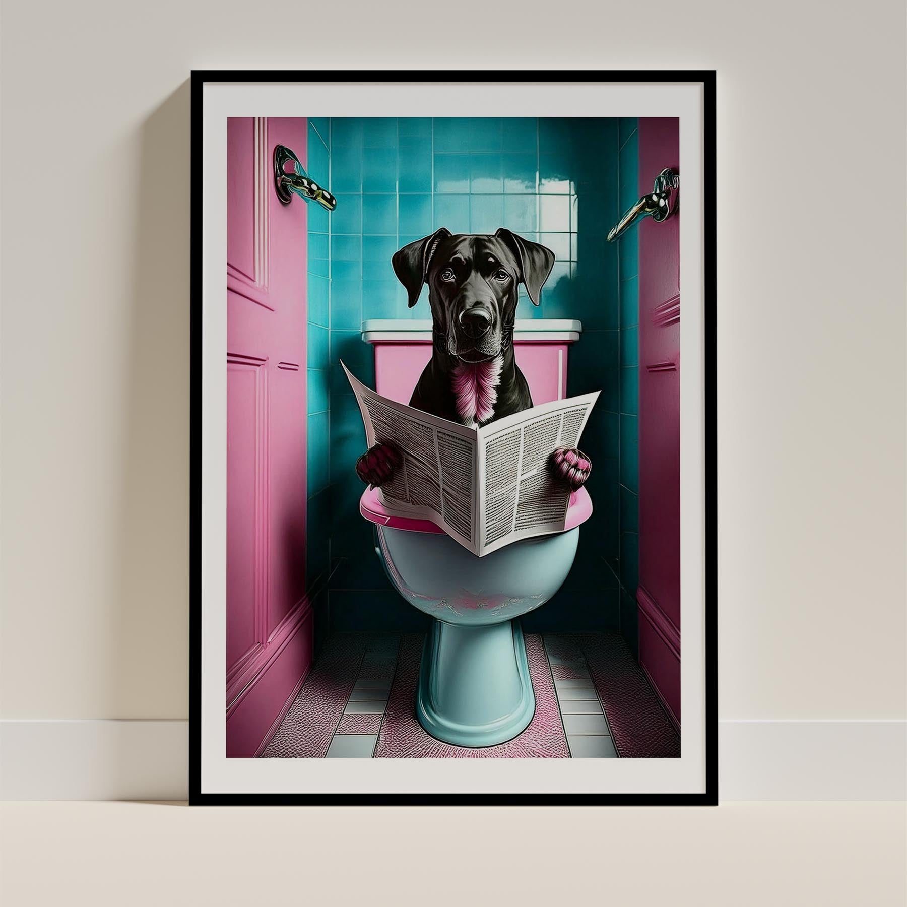 Rhoedesian Ridgeback Toilet Dogs PInk and Turquise image 0