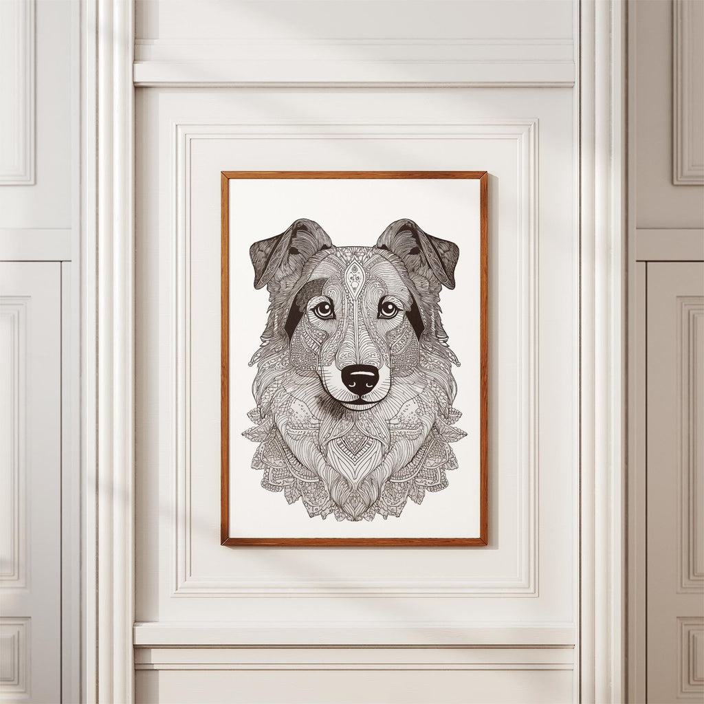Shetland Sheepdog Mandala Black and White Dog Series image 3