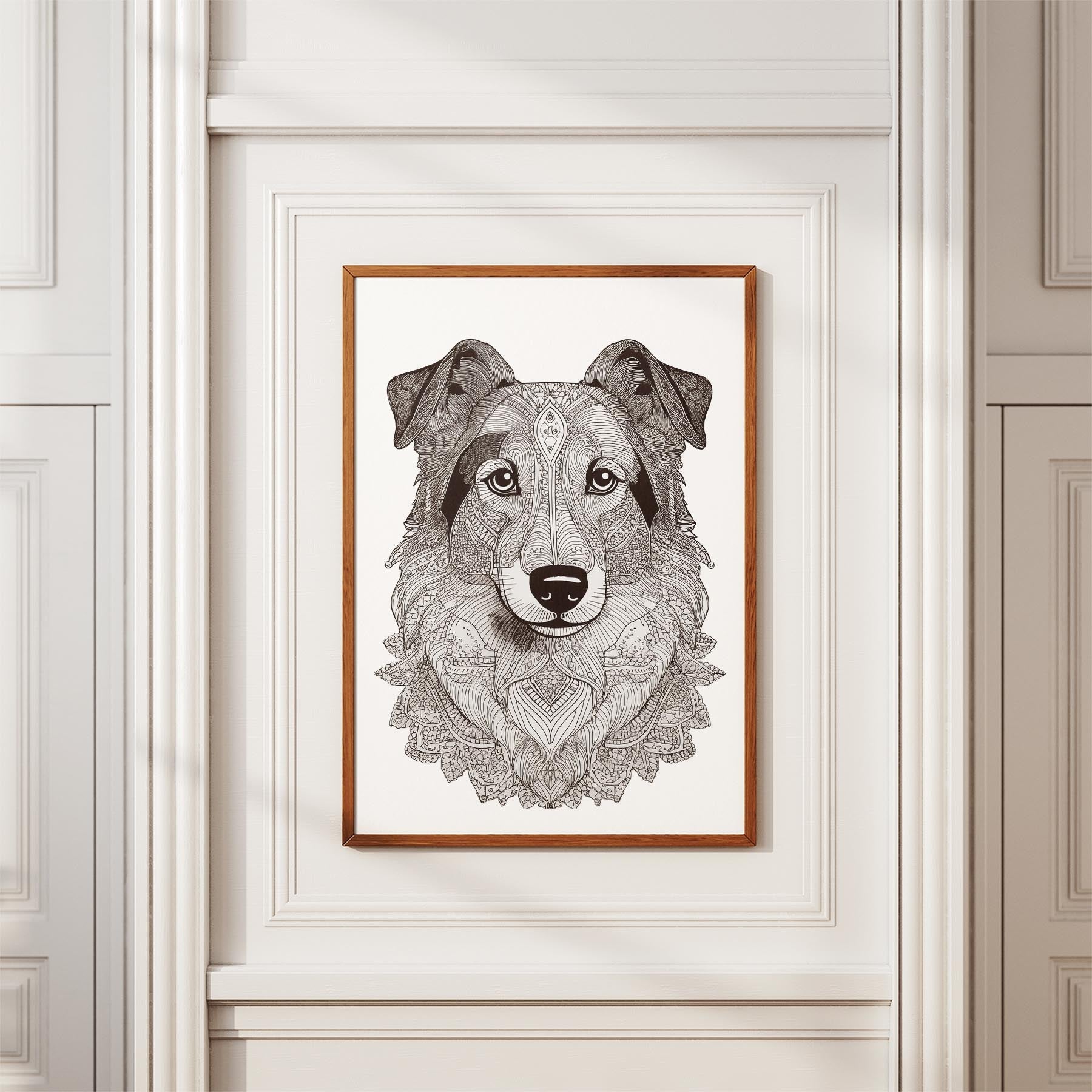 Shetland Sheepdog Mandala Black and White Dog Series image 3