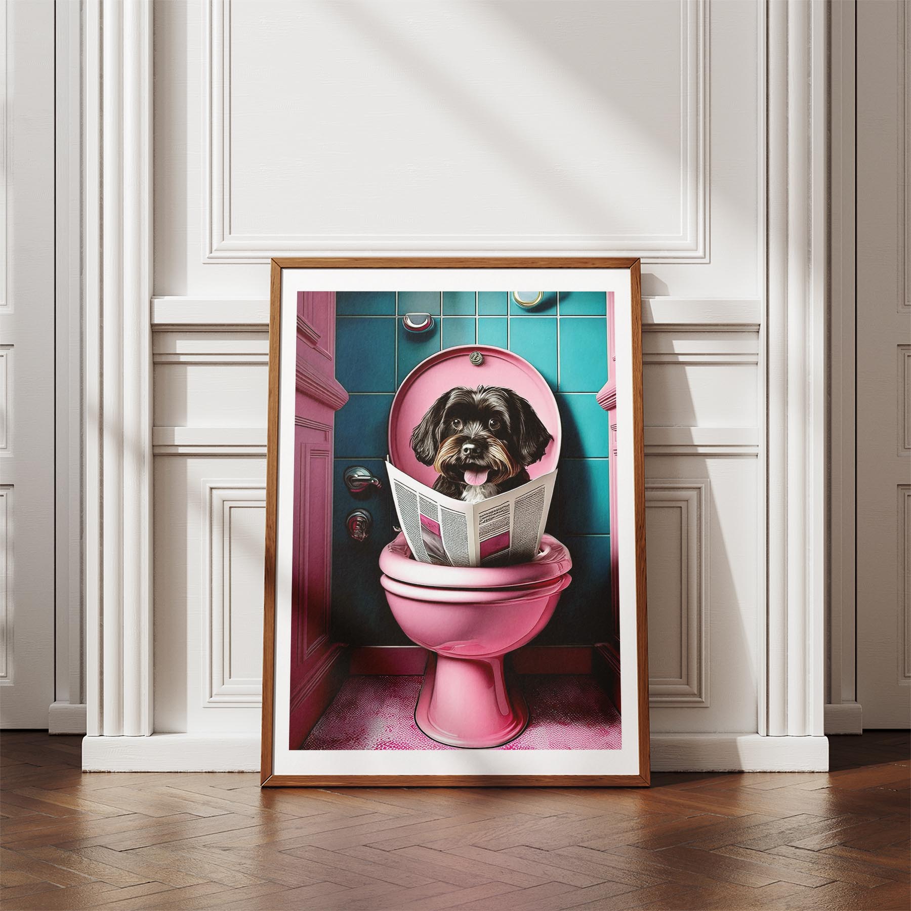 Havanese Toilet Dogs PInk and Turquise image 4