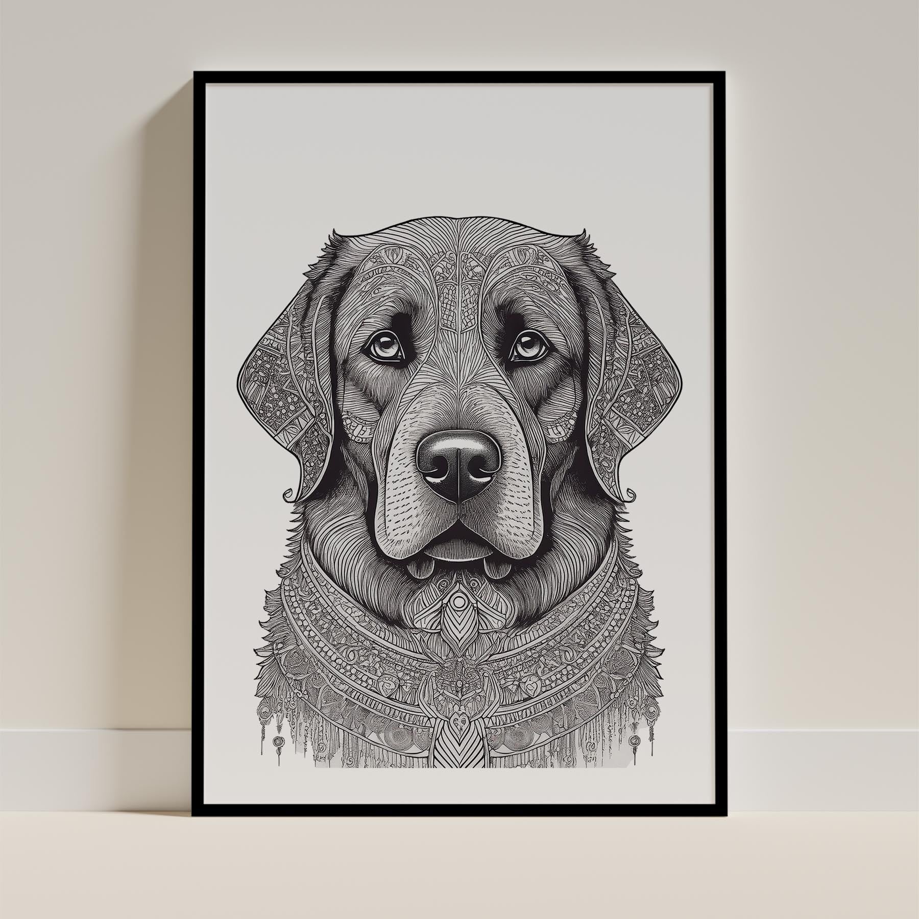 Newfoundland Mandala Black and White Dog Series image 0