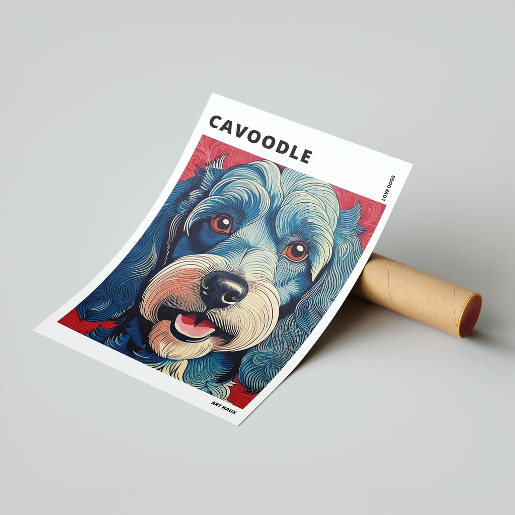 Cavoodle Hokusai Japanese Inspired Dog Series with Text image 6